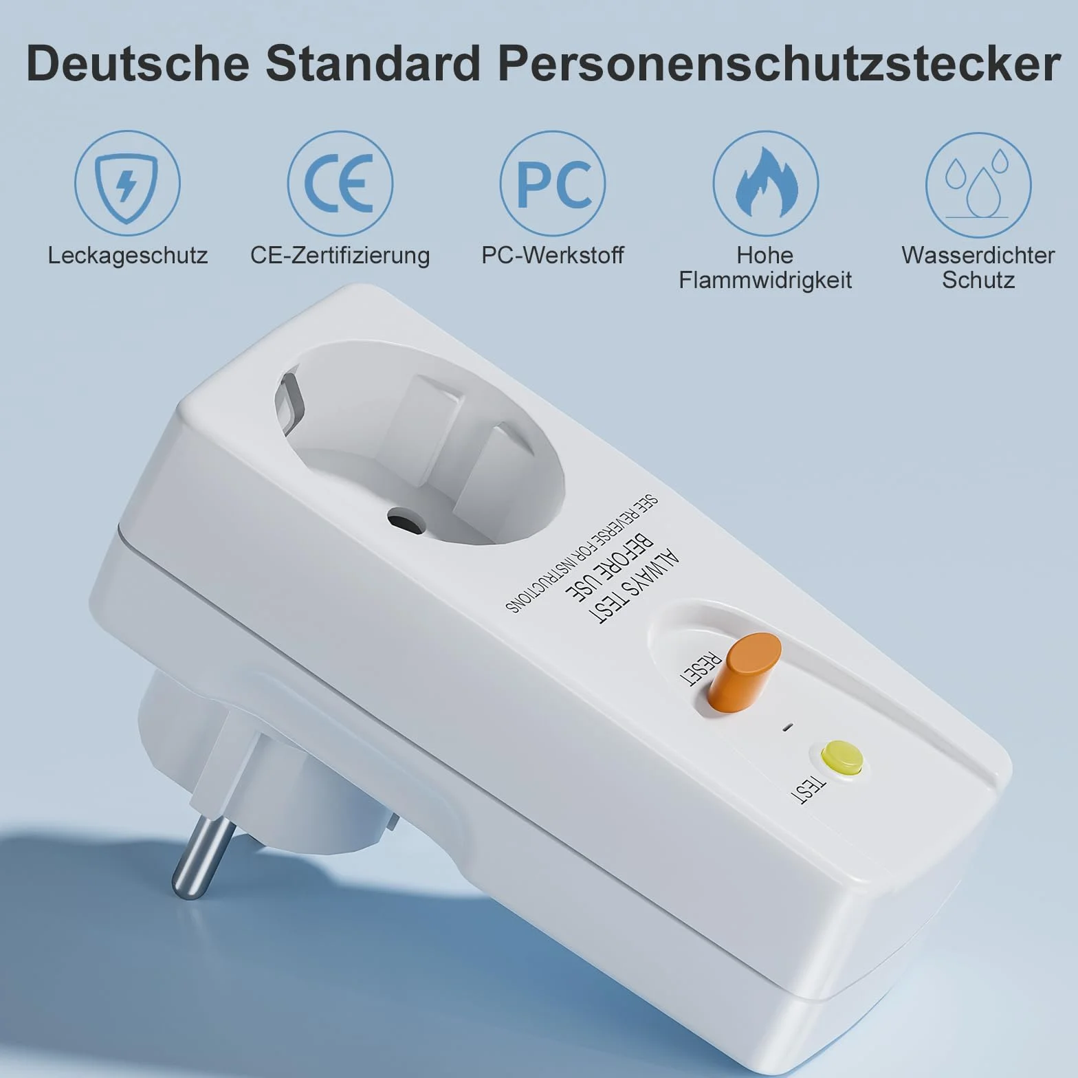 Interruptor de corriente Fi, enchufe de protección personal, antifugas y choque eléctrico,