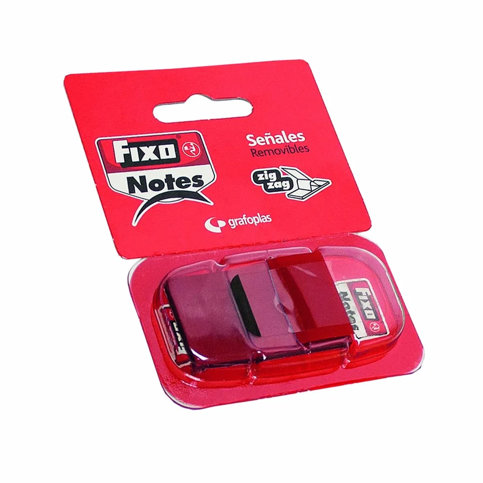 Fixo Notes 65006651. Marcadores Adhesivos con Dispensador, Rojo, PET, 25x43mm