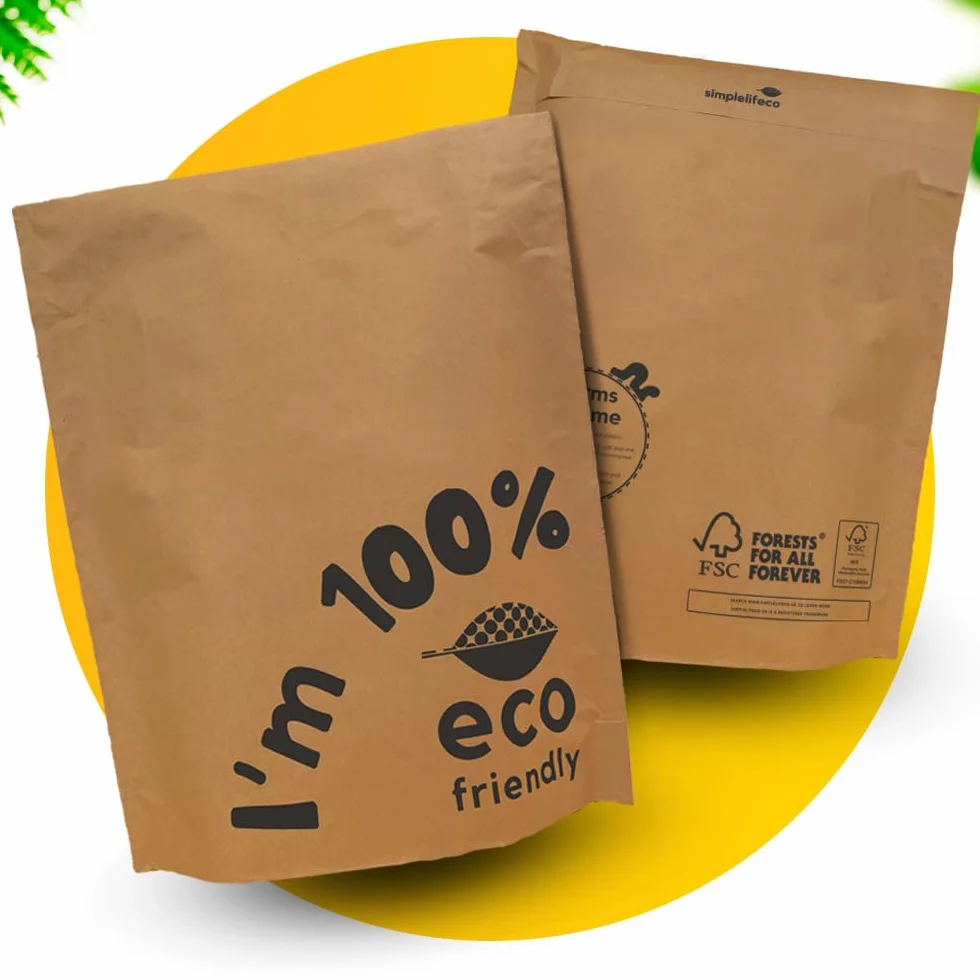 Sobres de Envío de Papel Biodegradables y Compostables 36x43.5 cm con Fuelle Inferior Paquete 25