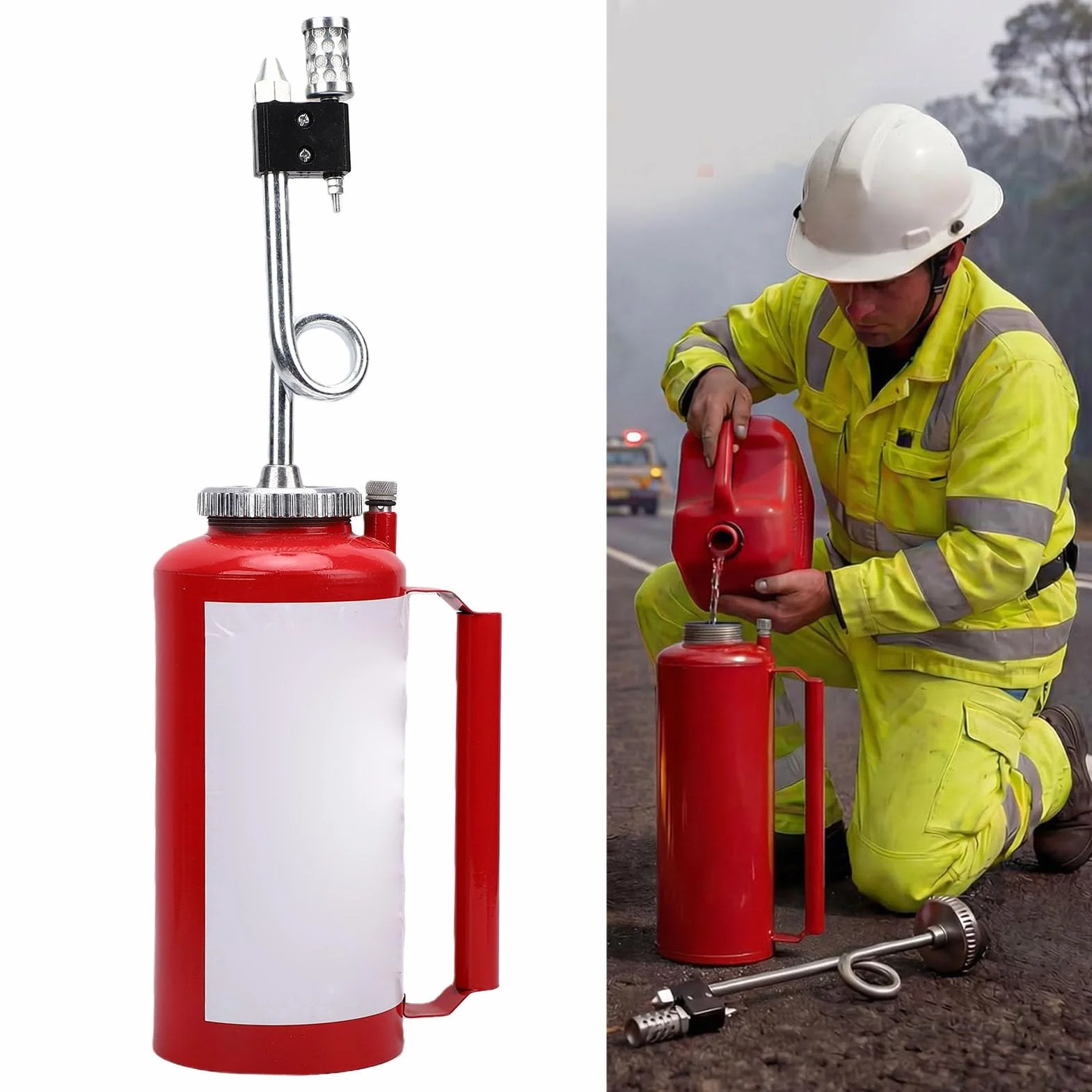 banapoy Antorcha de Goteo Forestal 5L, Antorcha de Goteo de Doble Fondo de Hierro Fundido Resistente para Quemar, Trampa Válvula de Retención, para Incendios Forestales