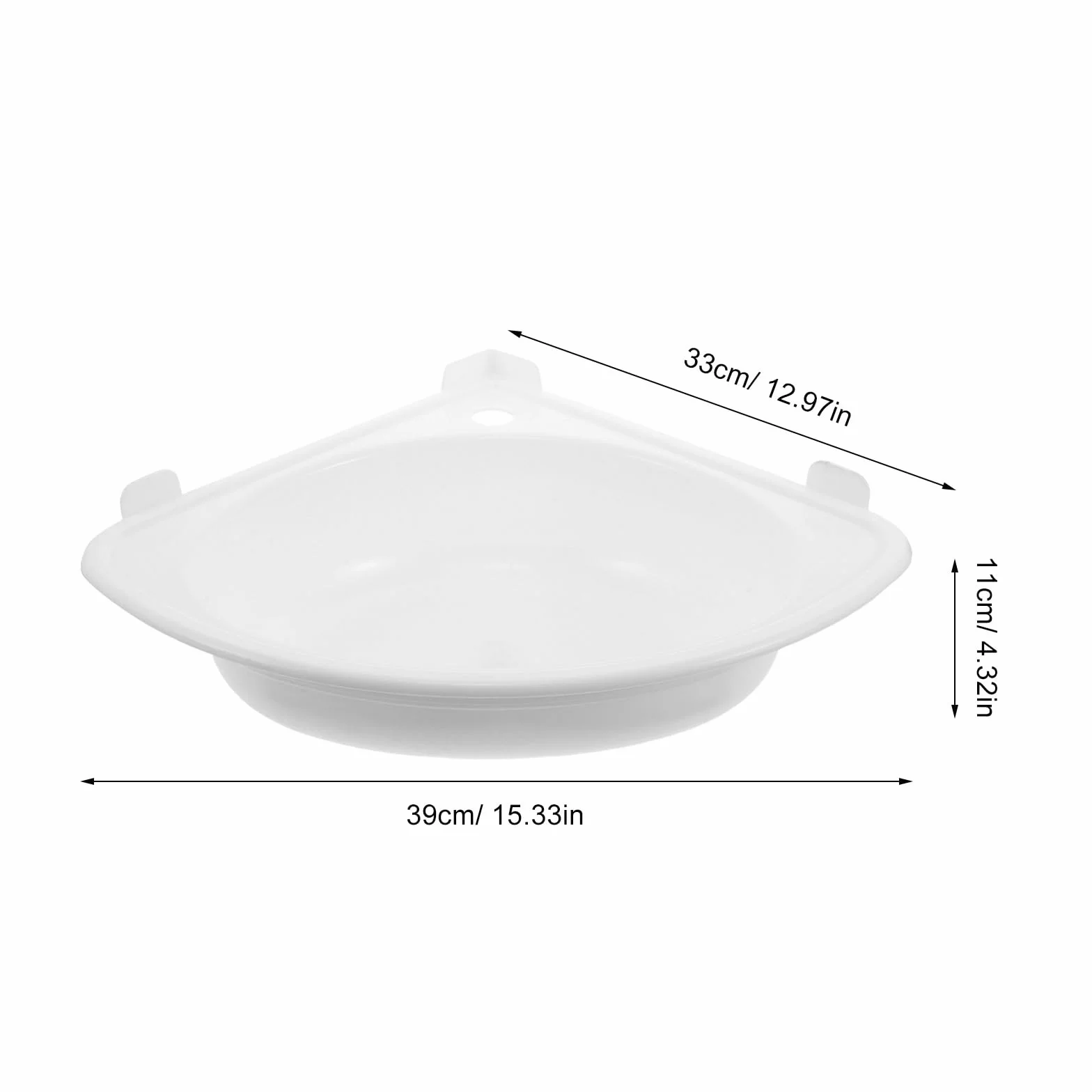 Lavabo triangular de pared de plástico 15,33 x 12,97 pulgadas con orificio para grifo.
