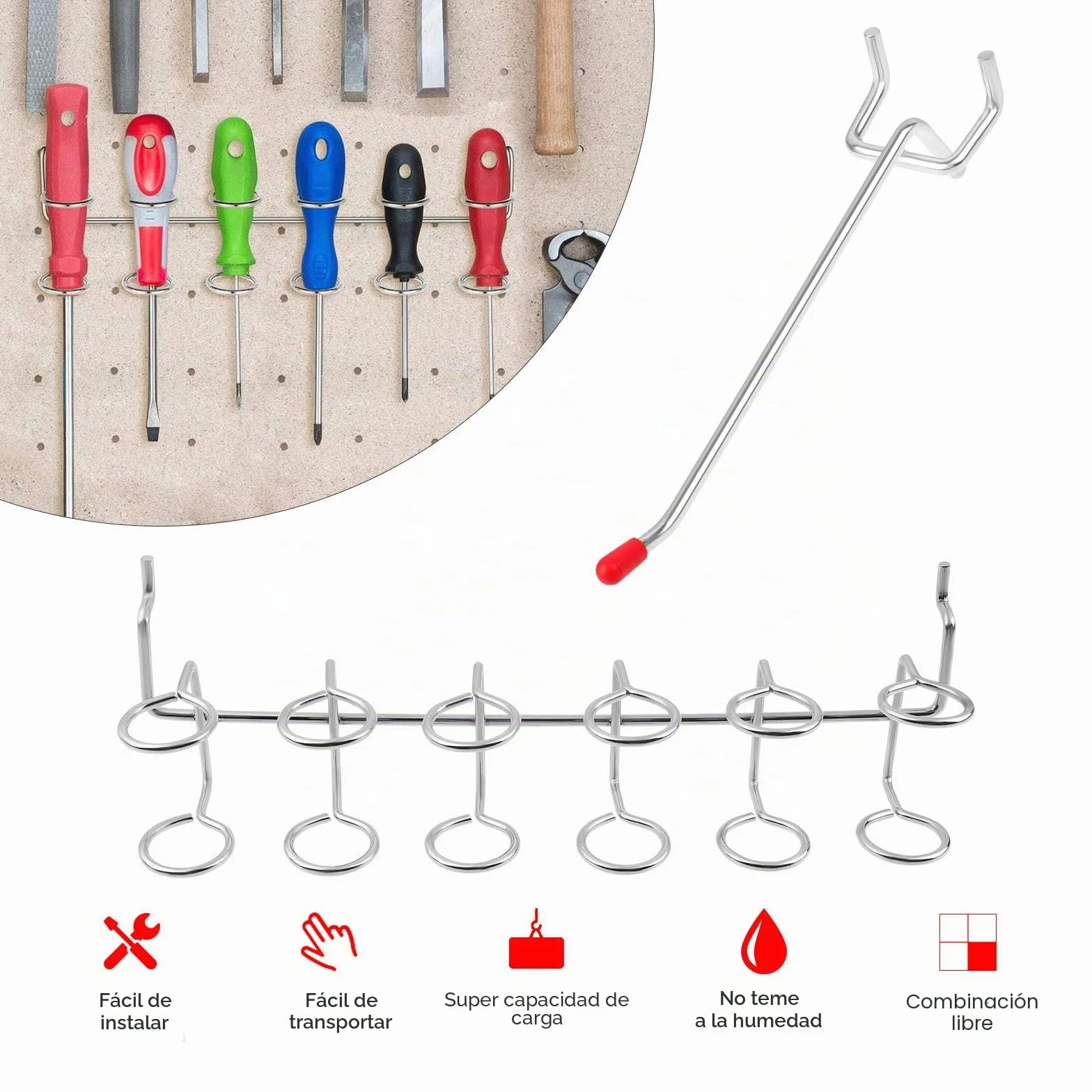 Pegboard Hooks Surtido, Peg Board Hook Attachments Conjunto y organización Storage Tienda Tools, para Organizar Varias Herramientas ( 230 piezas)