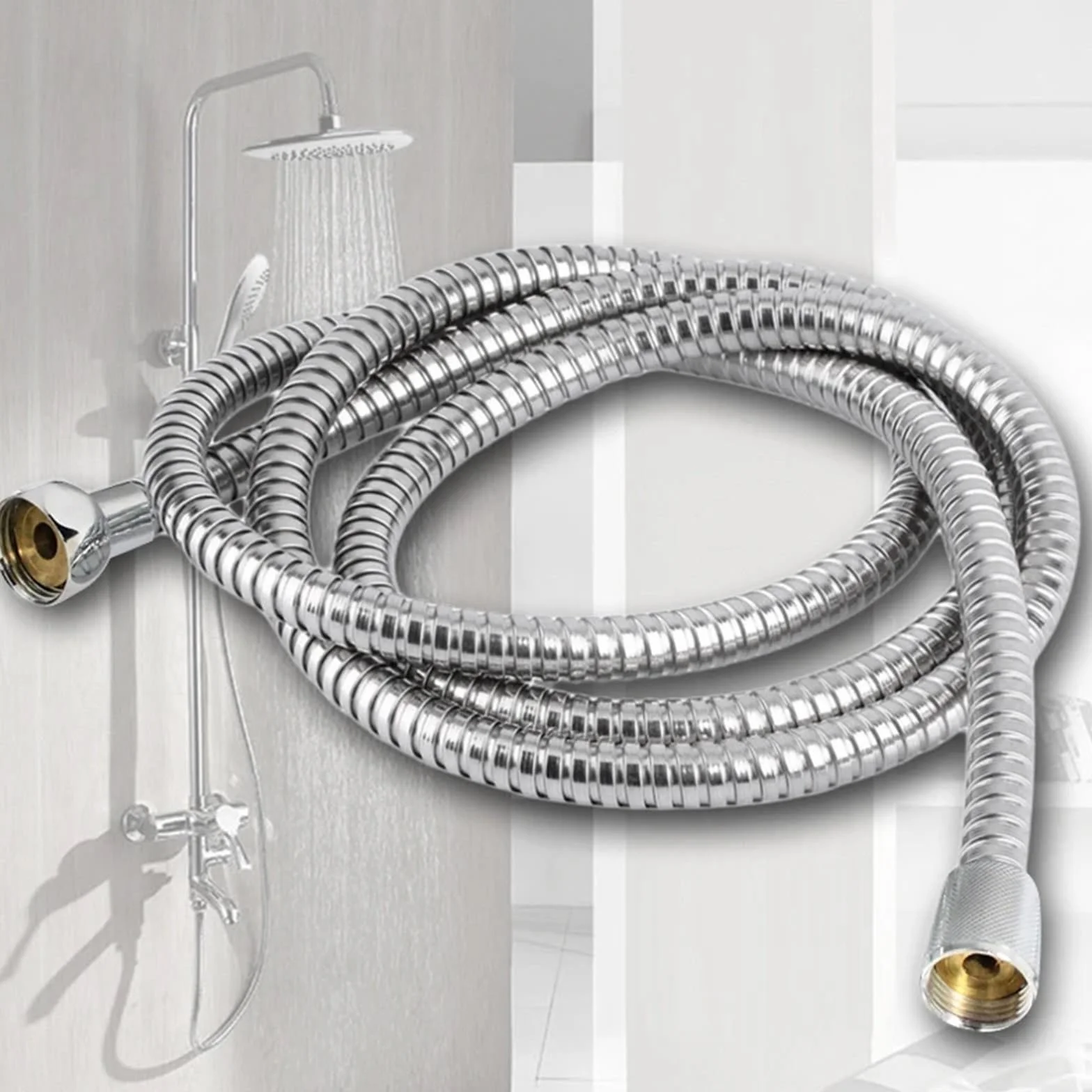Manguera Ducha Tubería de Agua Flexible for el hogar, Cabezal de Ducha de Acero Inoxidable, Manguera de plomería cromada, Accesorios de conducto de Agua Extensible for baño(3.0M)