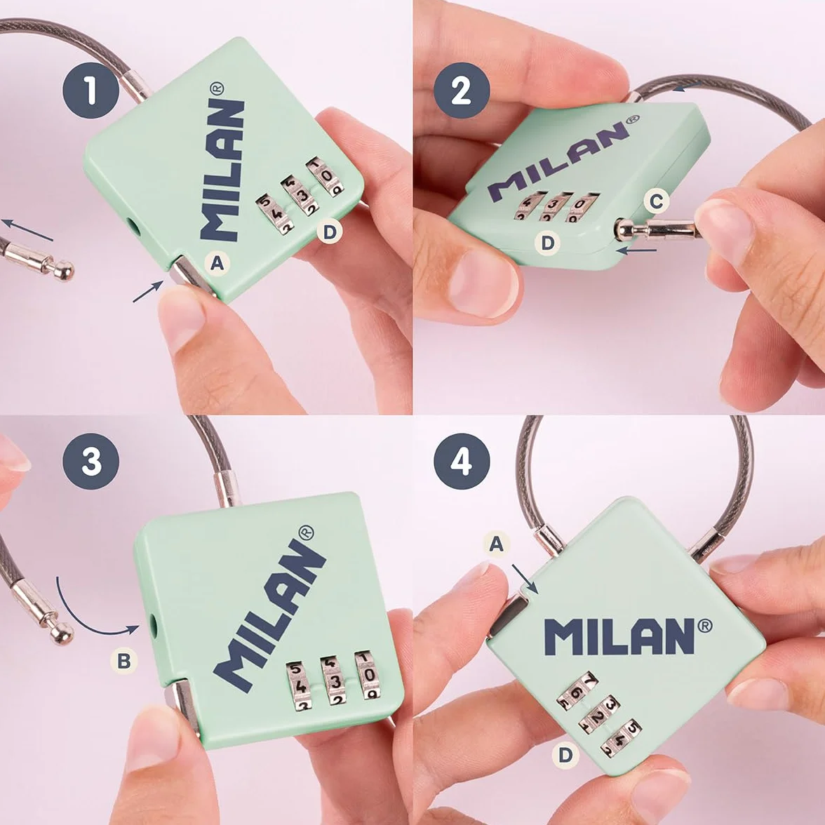MILAN® Candado con cierre de combinación, colección 430 since 1918, verde