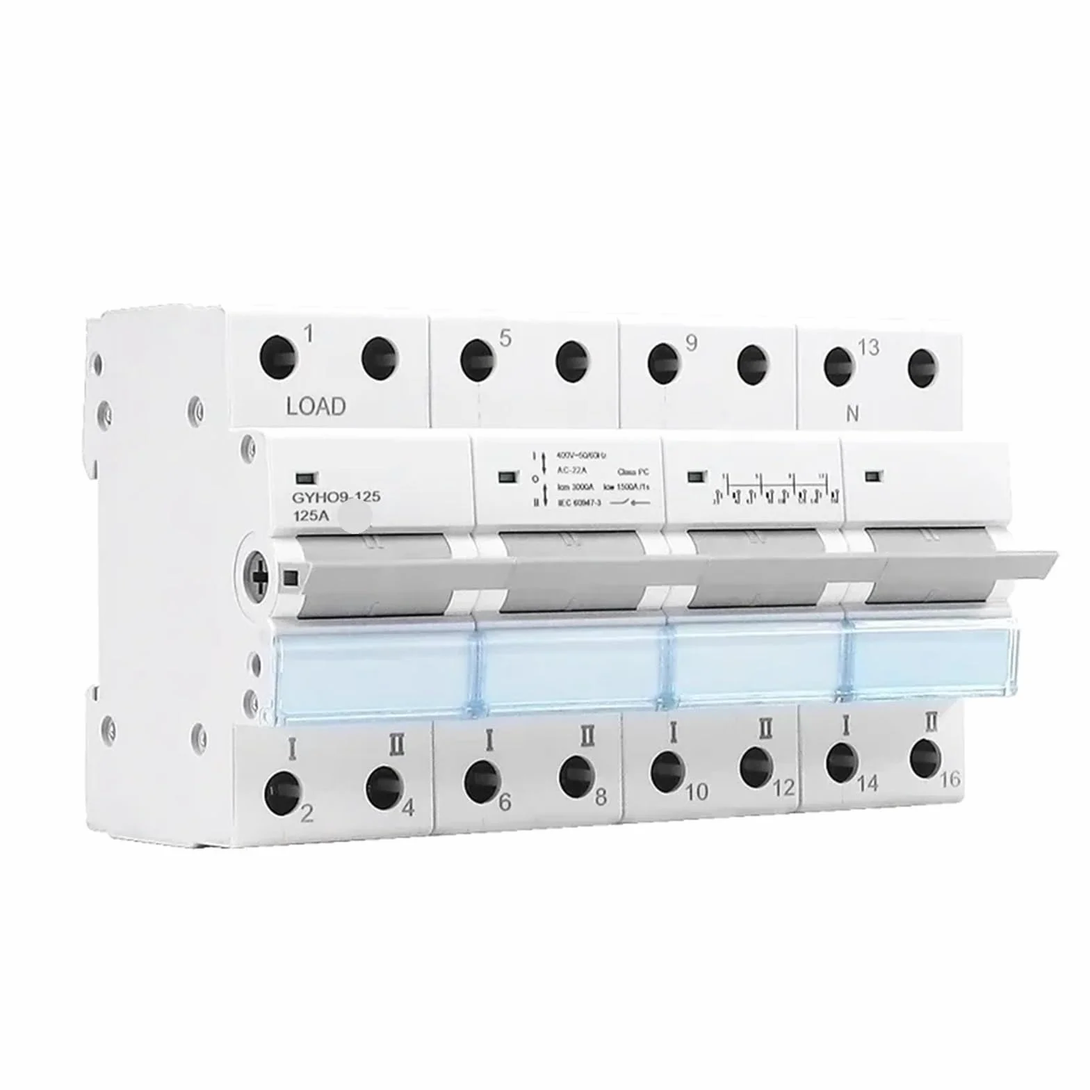 Interruptor de transferencia manual GYHO9 con indicador, 63 A, 100 A, 125 A, MTS, de doble potencia, de conversión manual, 1 unidad(GYHO9-2P,63A)