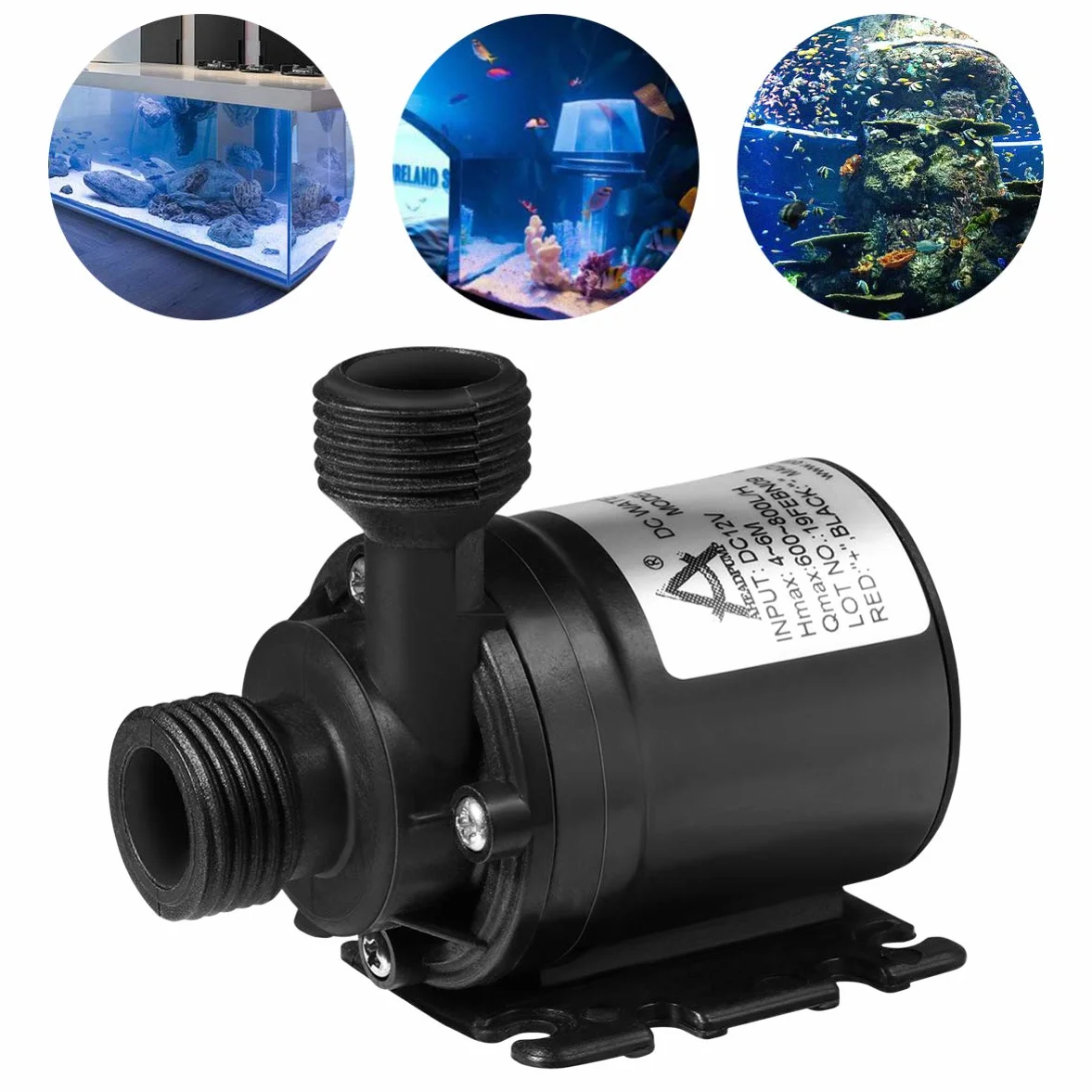 UEETEK Bomba de agua sumergible CC 12 V, 800 L/H, 5 m, sin escobillas para pozos, sistema de circulación de agua
