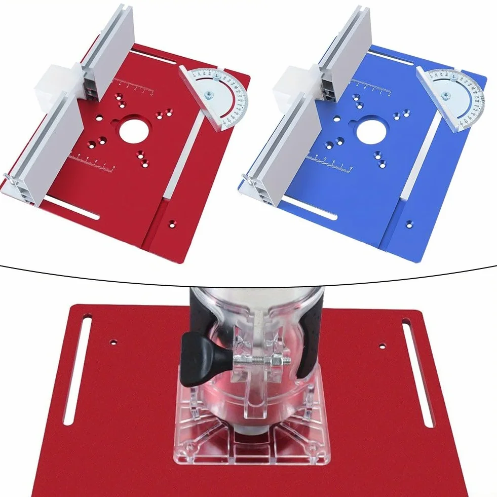 Mesa de aluminio para fresadora de carpintería, placa de inserción eléctrica de fresado de madera, 240 x 200 x 5 mm, compatible con metales blandos y madera (rojo)
