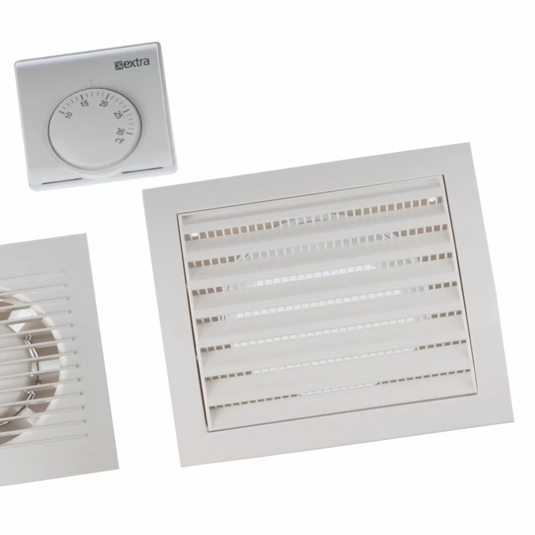 Europlast Ø 125 mm Intercambiador de calor con termostato – Kit de distribución de calor de pared – Plástico blanco