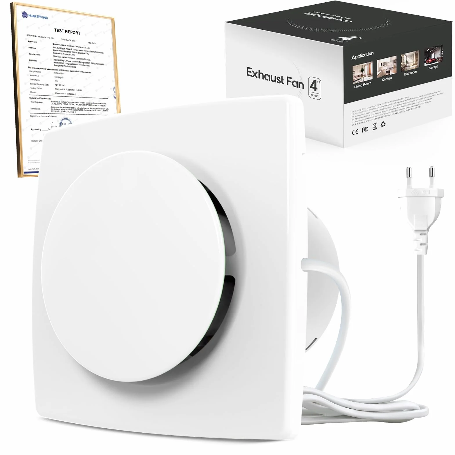 Extractor de Baño Silencioso 100mm 130m³/h IPX4 Ventilador de Aire
