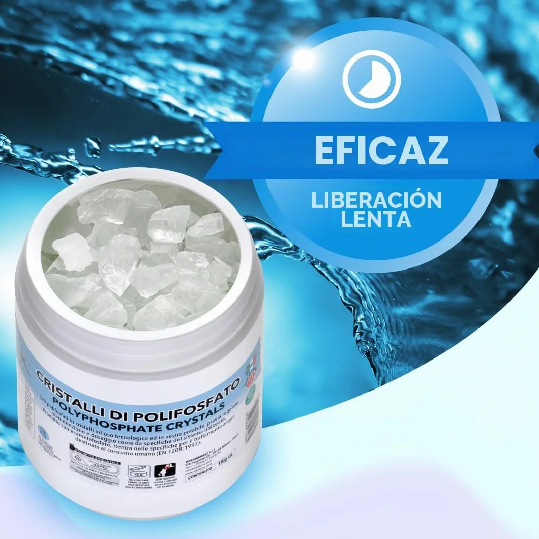 WK - Polifosfatos para caldera, carga universal de 1 bote de cristales de 1 kg para filtración de agua, actúa como antical y anticorrosivo