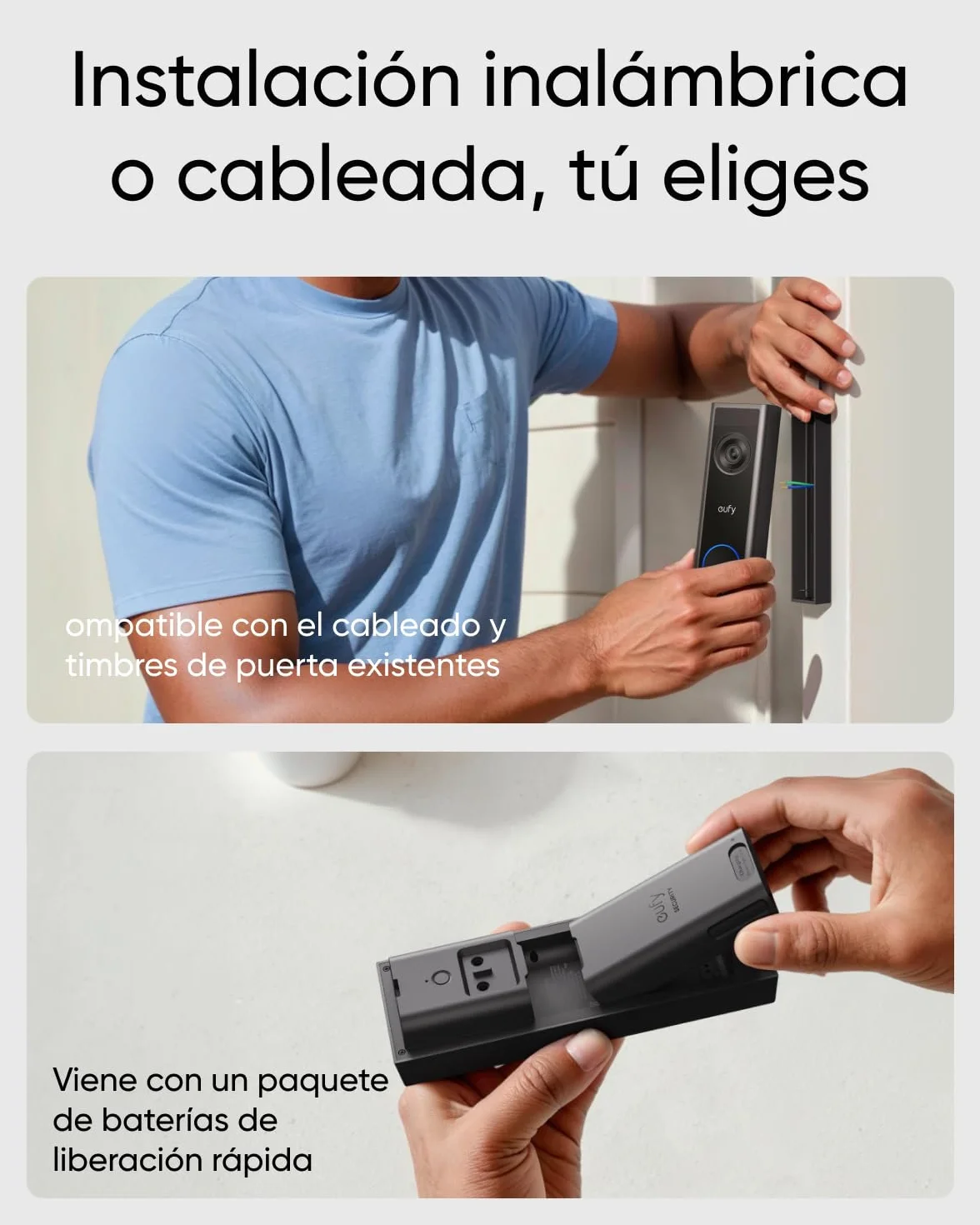 eufy Security Videoportero C31 2K FHD Cable o Batería de Liberación Rápida Grabación 24/7 Detección de Movimiento Humano