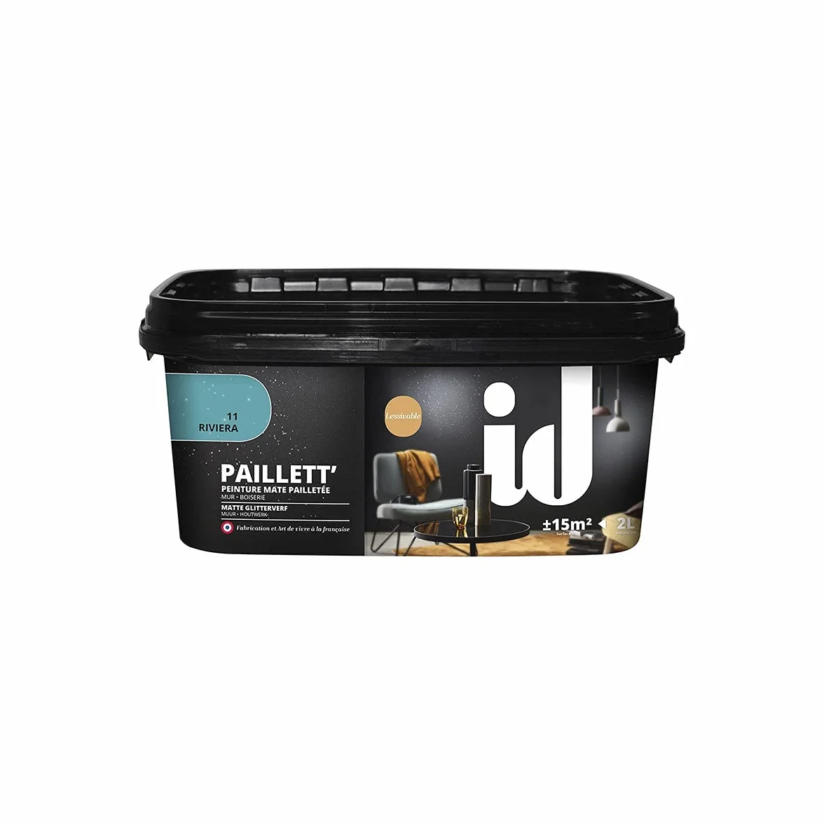 Pintura de acabado mate con purpurina PAILLETT 2L RIVIERA - ID Paris
