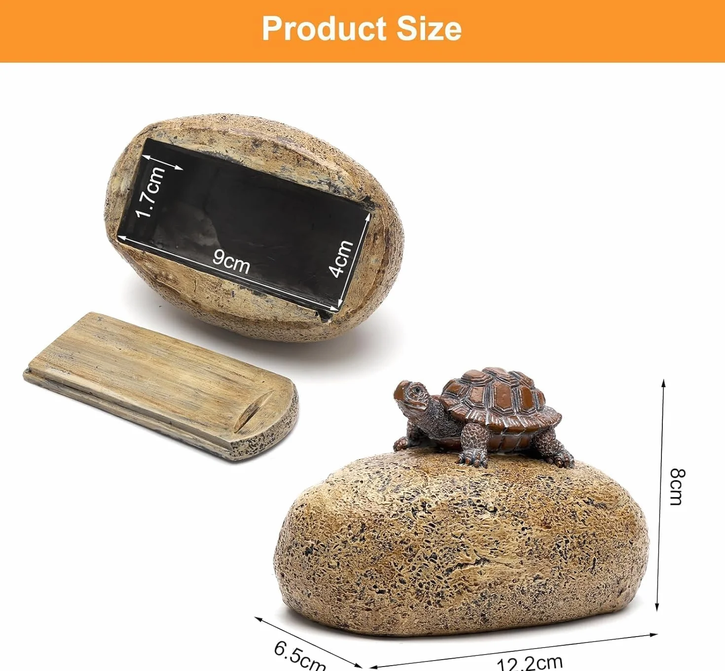 Escondite para Llaves al Aire Libre, Piedra con Compartimento Secreto de Resina, Diseño de Tortuga, Resistente a la Intemperie, Ideal para Exteriores, Jardín, Garaje y Patio