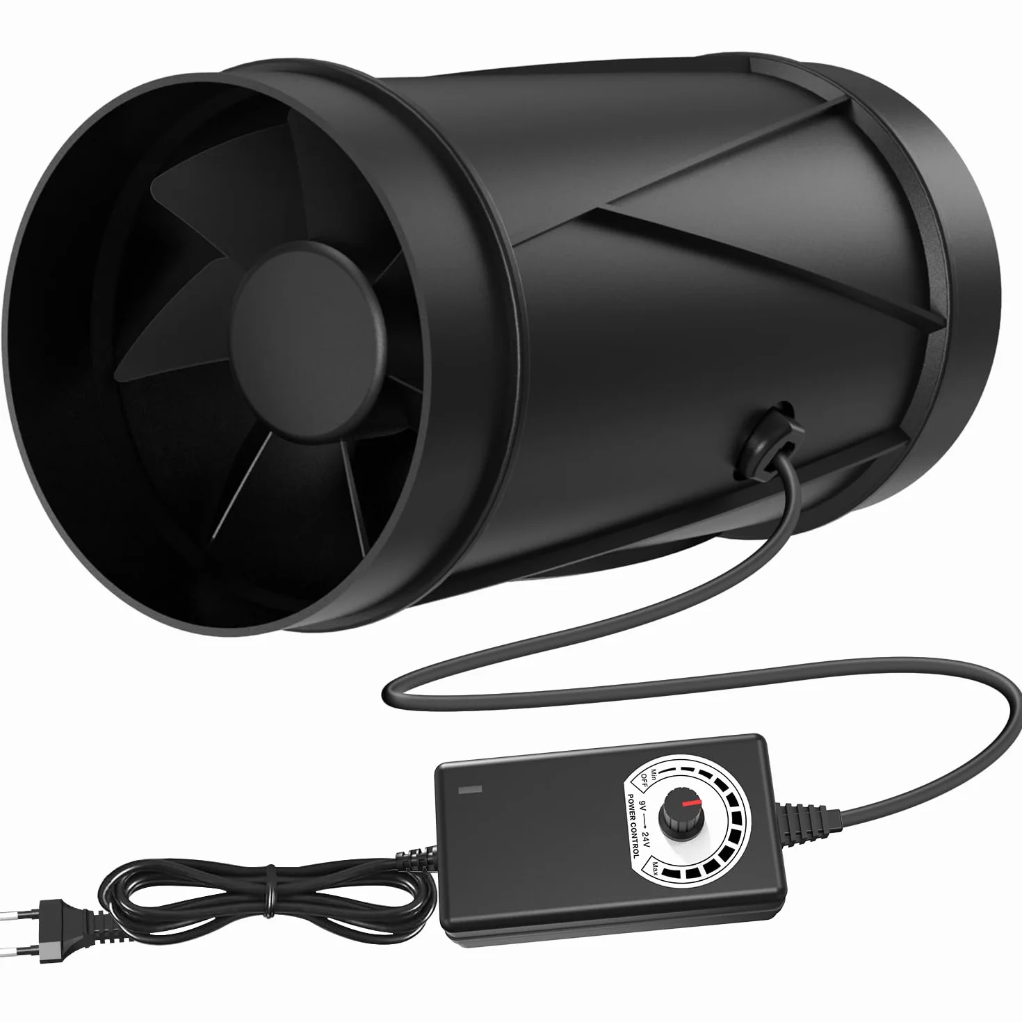 Aygrochy Ventilador Extractor de aire 100 mm, 7 W 221 m³/h Extractor de aire de ventilación con controlador de velocidad variable, aireador extractor de humedad para bodegas, garajes, tienda de
