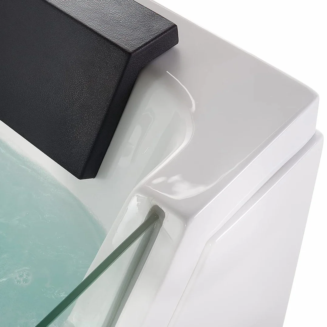 Bañera de hidromasaje blanco plata con LED de acrílico sanitario y vidrio individual 174 x 79 cm Samana