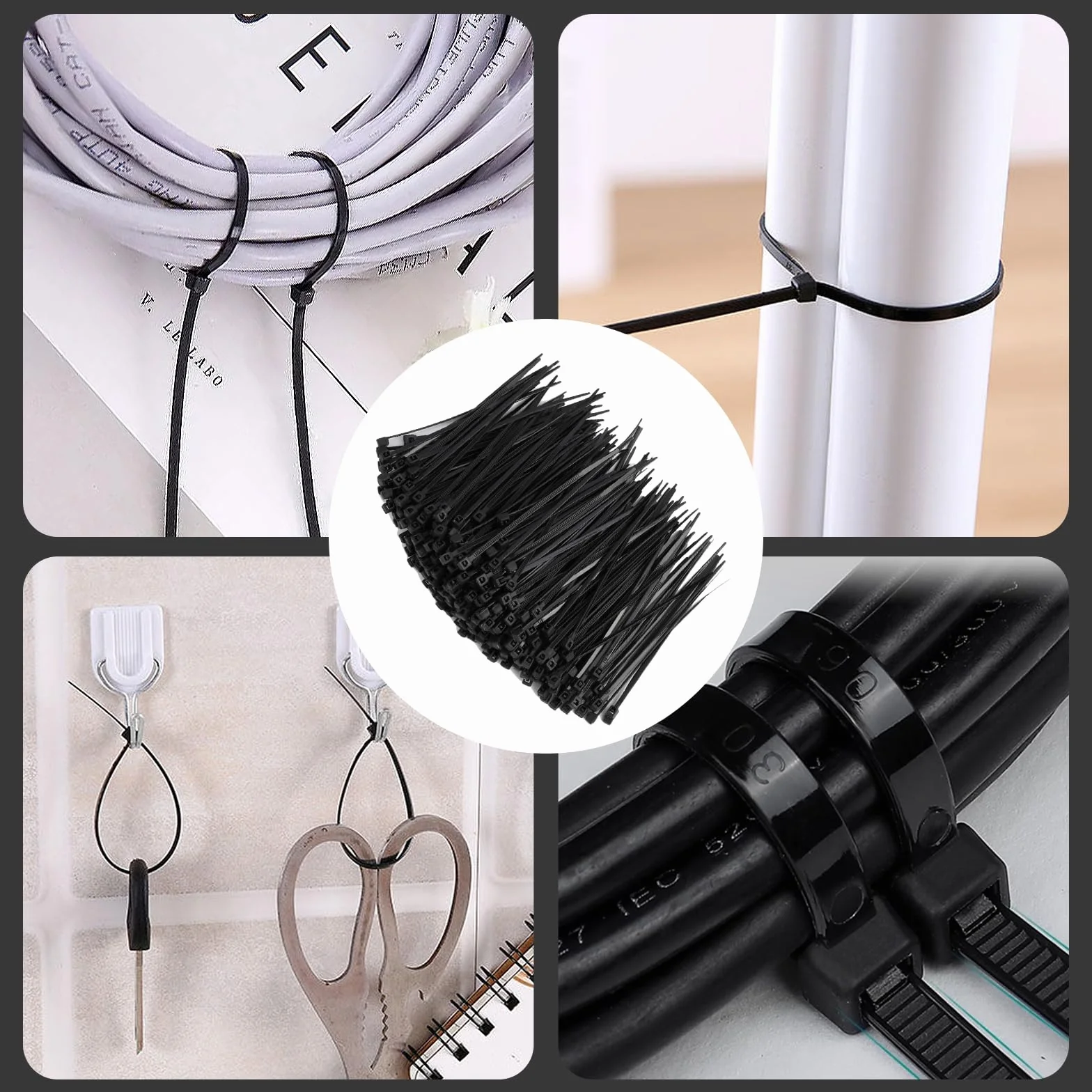 Bridas para Cables de Nylon Negro, Autoblocantes, 80mm x 1.8mm, para Organización de Cables, Electrónica y Bricolaje, Resistentes al Calor Resistente y duradero bridas pequeñas (300)
