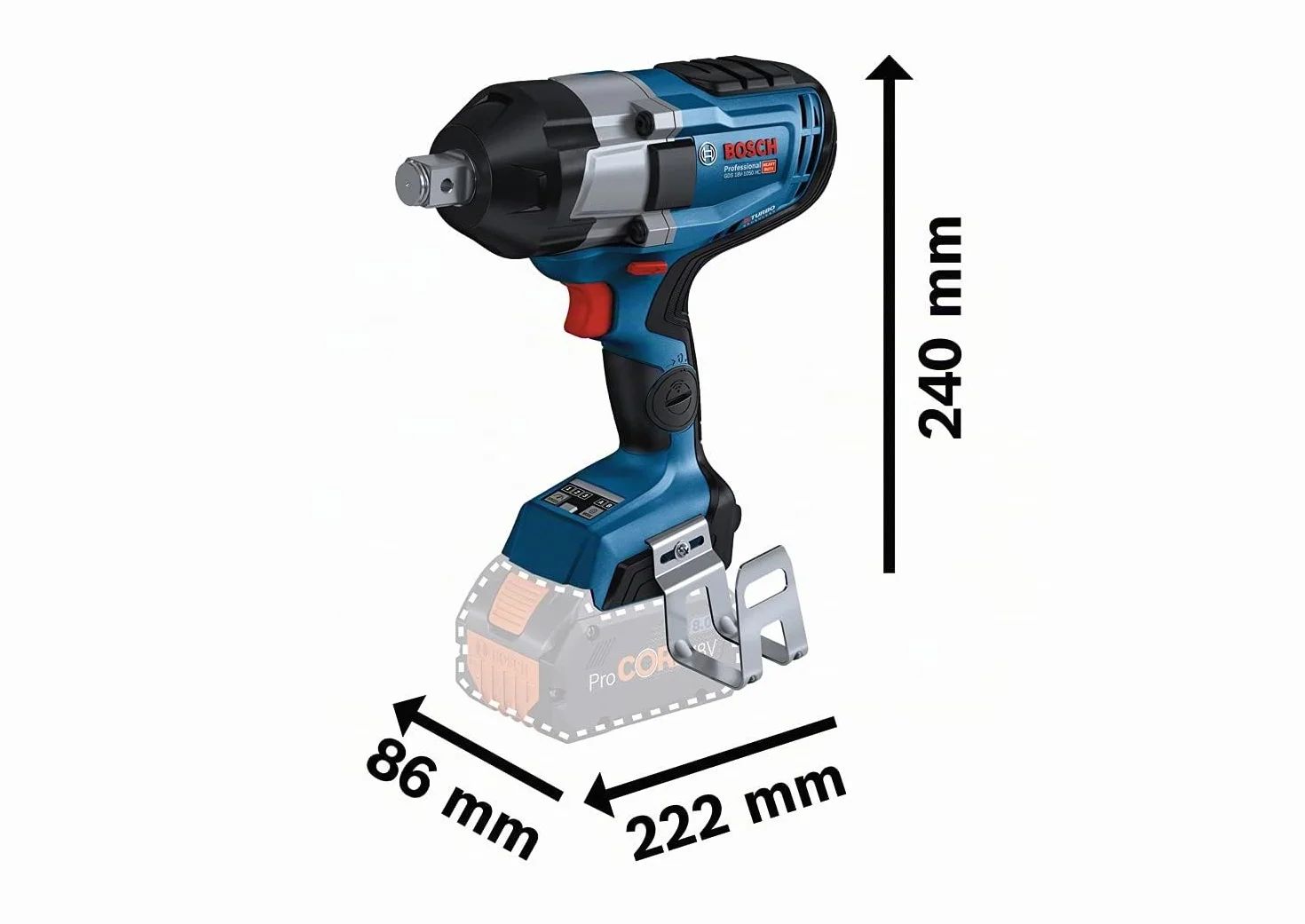 Bosch Professional 18V System atornillador de impacto a batería BITURBO GDS 18V-1050 H (sin batería/cargador)