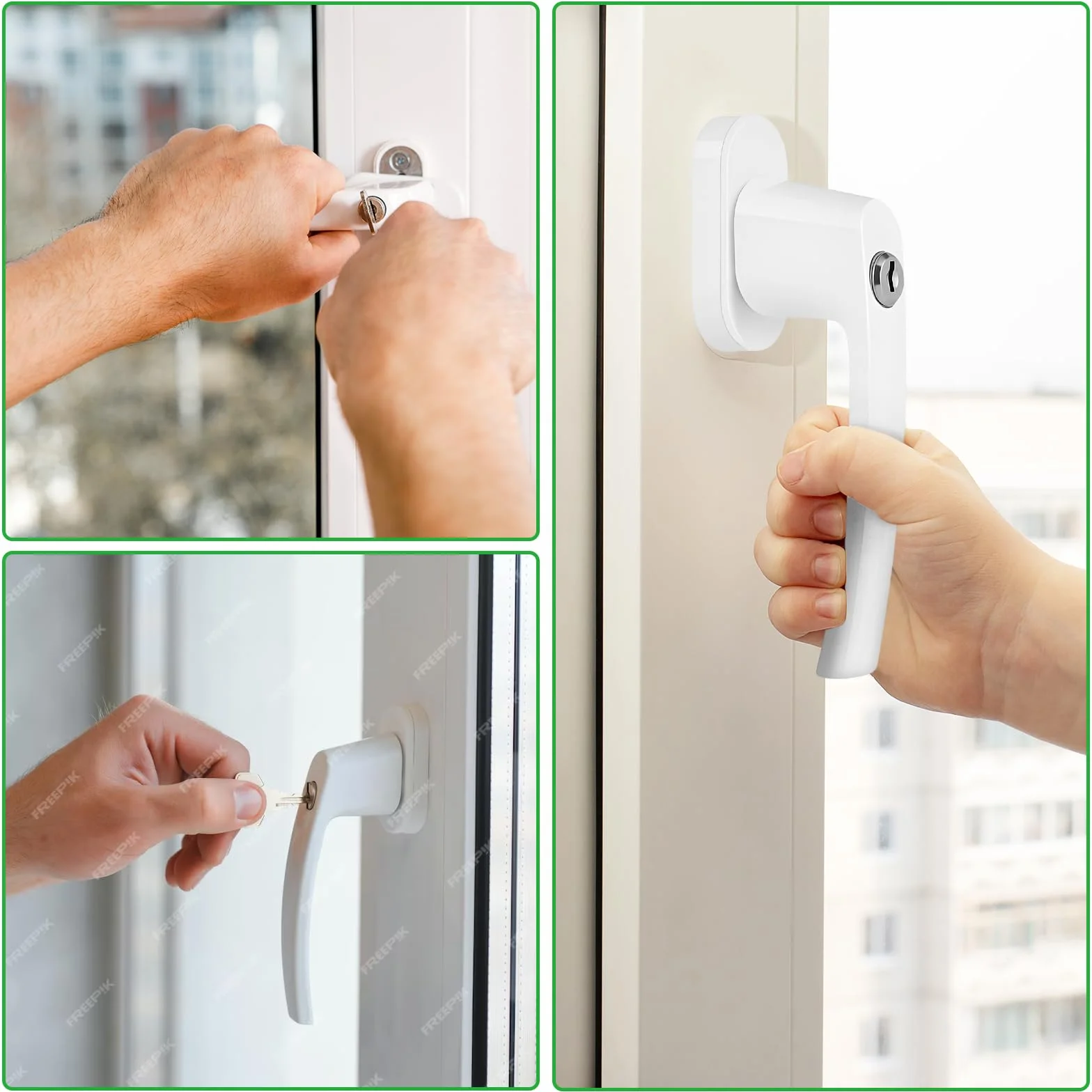 Tiradores de ventana con cerradura, de aluminio, con 2 llaves para ventanas y terrazas