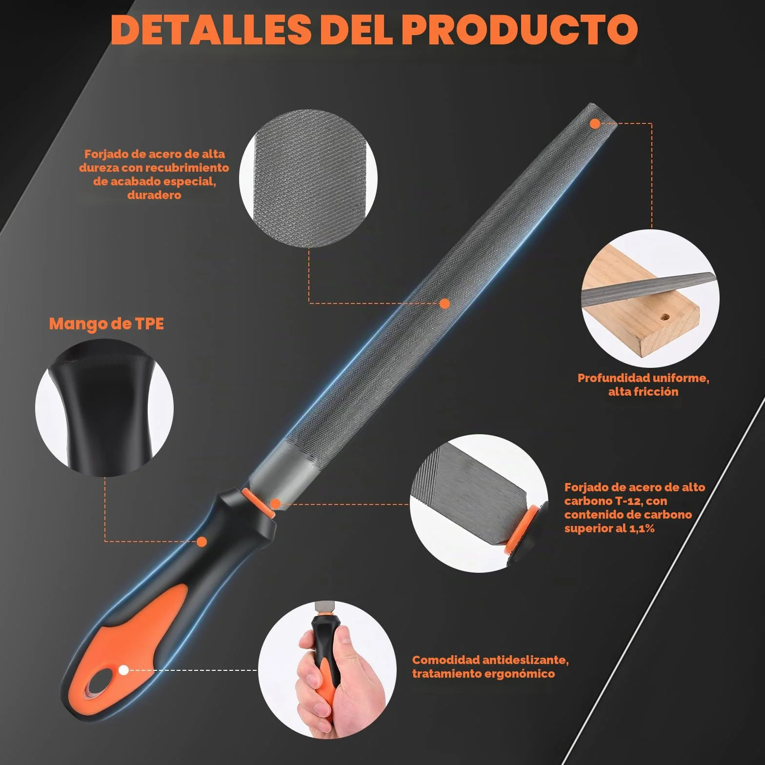 Limas de Metal, Aleación de Acero Forjado T12 de alta Calidad, Juego de 19 Limas para Metal incl, Lima Plana Roma, Escofina de Media Caña, Lima Redonda, Lima Triangular y Lima Cuadrada