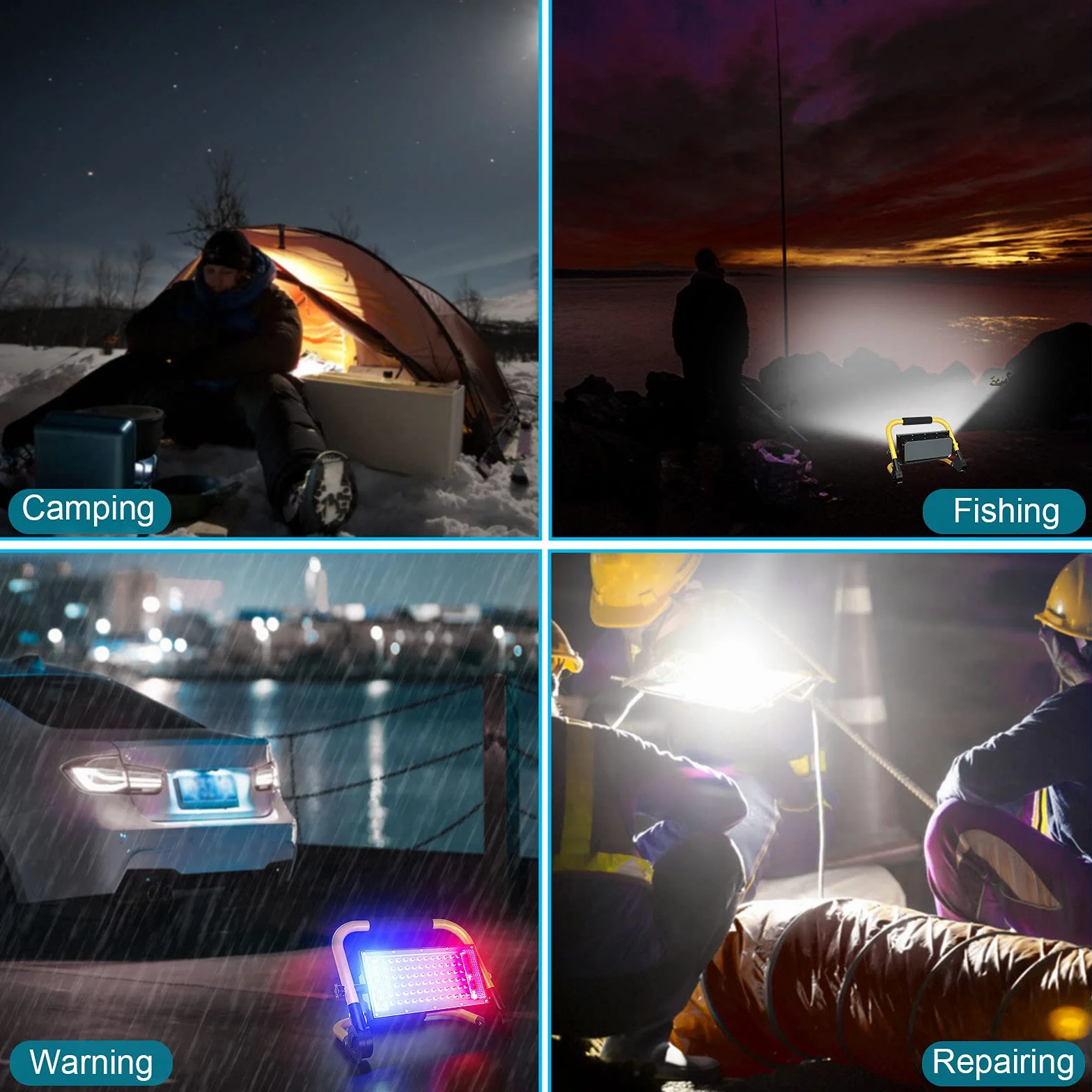 ERAY Foco LED Recargable, Foco LED Batería 13500mAh/8000 Lúmenes/4 Modos de Luz/Panel Solar/Mando a Distancia, Luz de Trabajo Portátil Recargable Ideal para Camping, Emergencia, Trabajo, Pesca