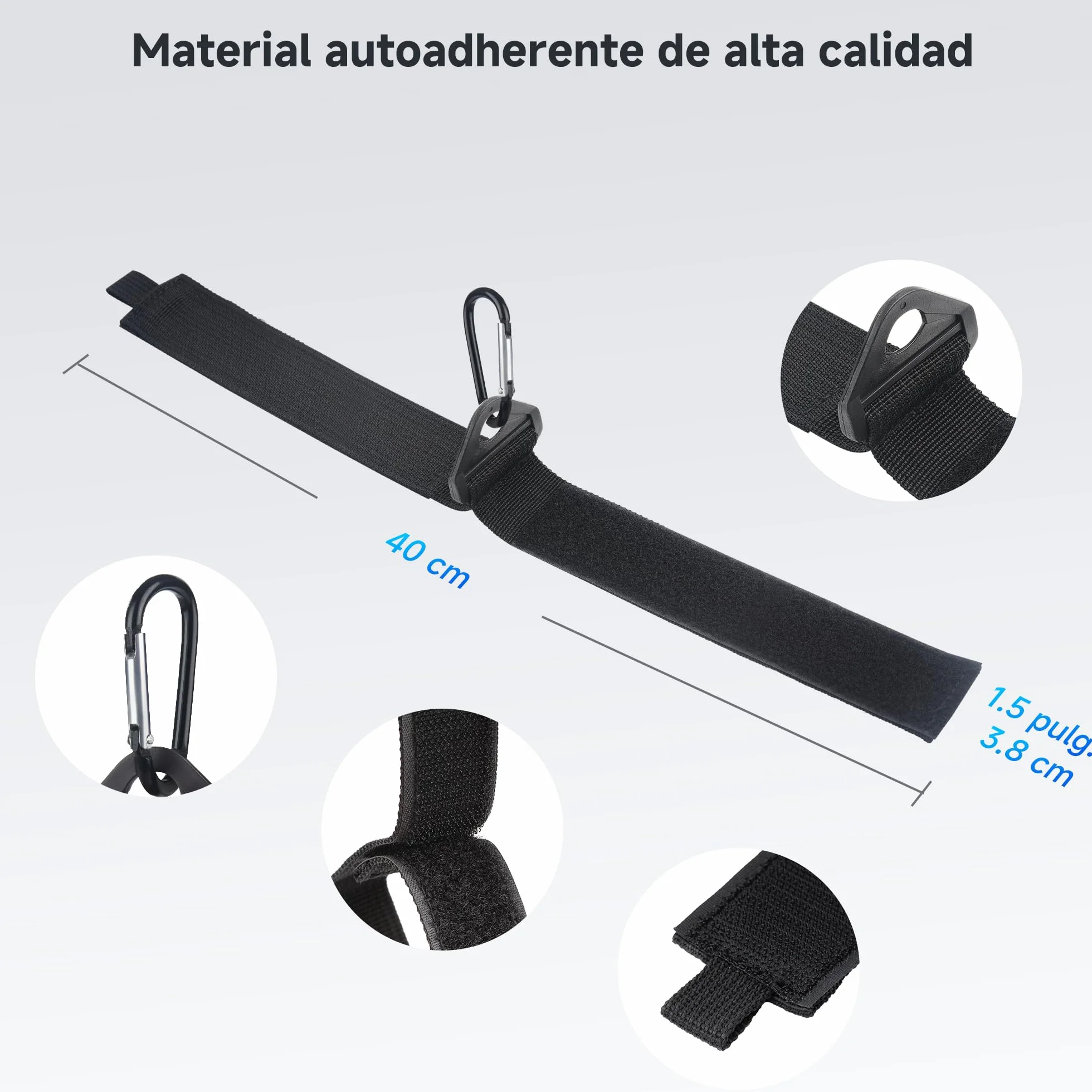 Cable Matters Paquete de 5 correas organizadoras para cables de extensión con hebilla metálica, capacidad de carga de 36 kg, soporte para cables de extensión con correas autoadherentes de 40 x 3,8 cm