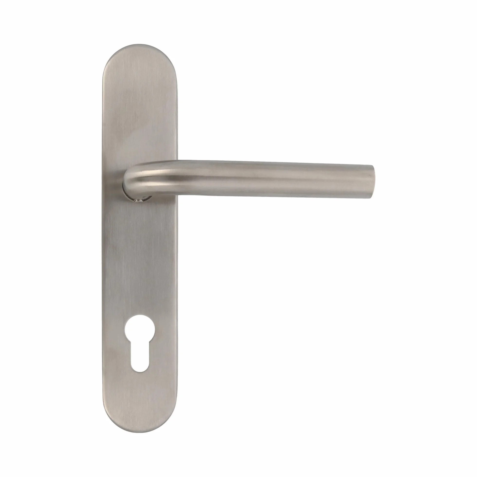 Amig - Juego de Manillas con Placa para puerta - Maneta con Bocallave - Mod. 4PXB - Acero inoxidable 18/8-230 x 45 mm - Cuadradillo de 8 mm - Plateado mate