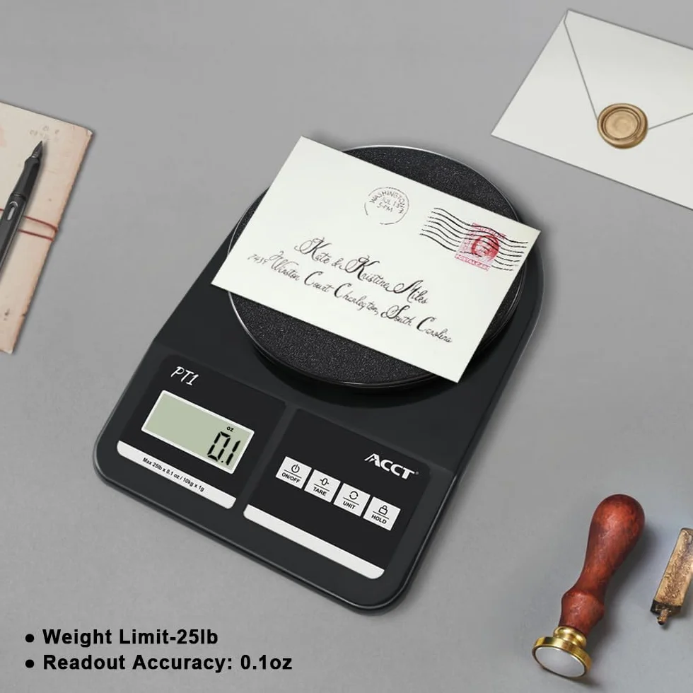 Balanza Postal 25lb 0.1oz Alta Precisión para Envíos Oficina, 5 Unidades, Función Hold