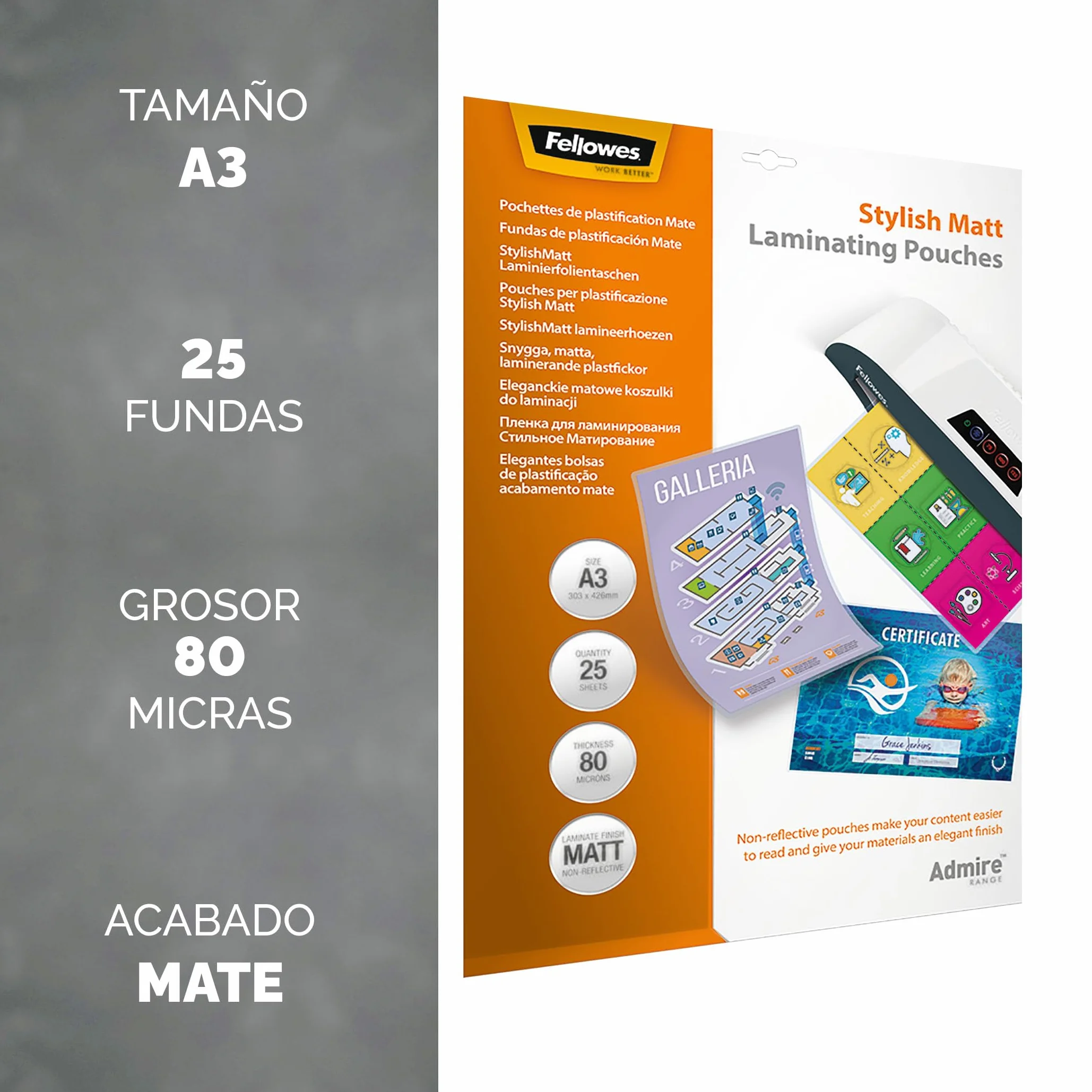 Fellowes Fundas de Plastificar A3 Mate 160 micras 25 hojas