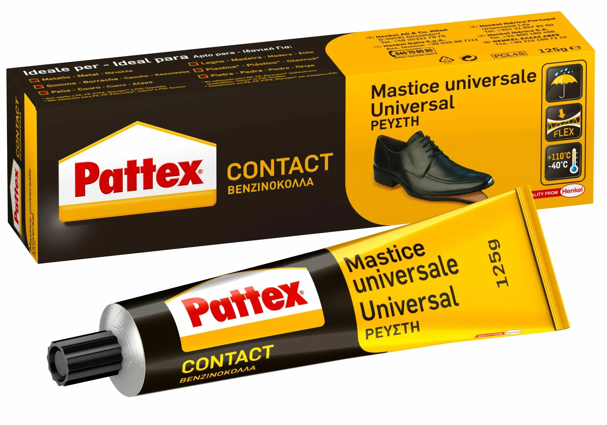 Pattex Cola De Contacto Dispenser 125 gr, Multimaterial y Encolado Flexible, instantáneo