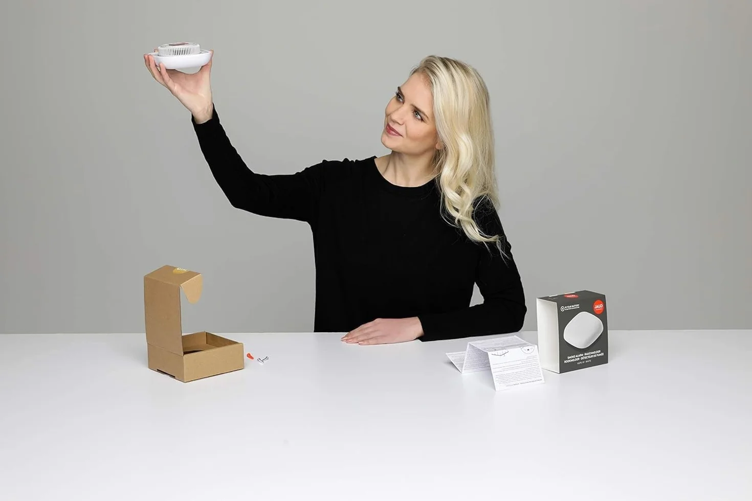 Jalo Kupu 10 Detector de Humo óptico para casa - Batería de Litio de 10 años - Diseño escandinavo - Blanco