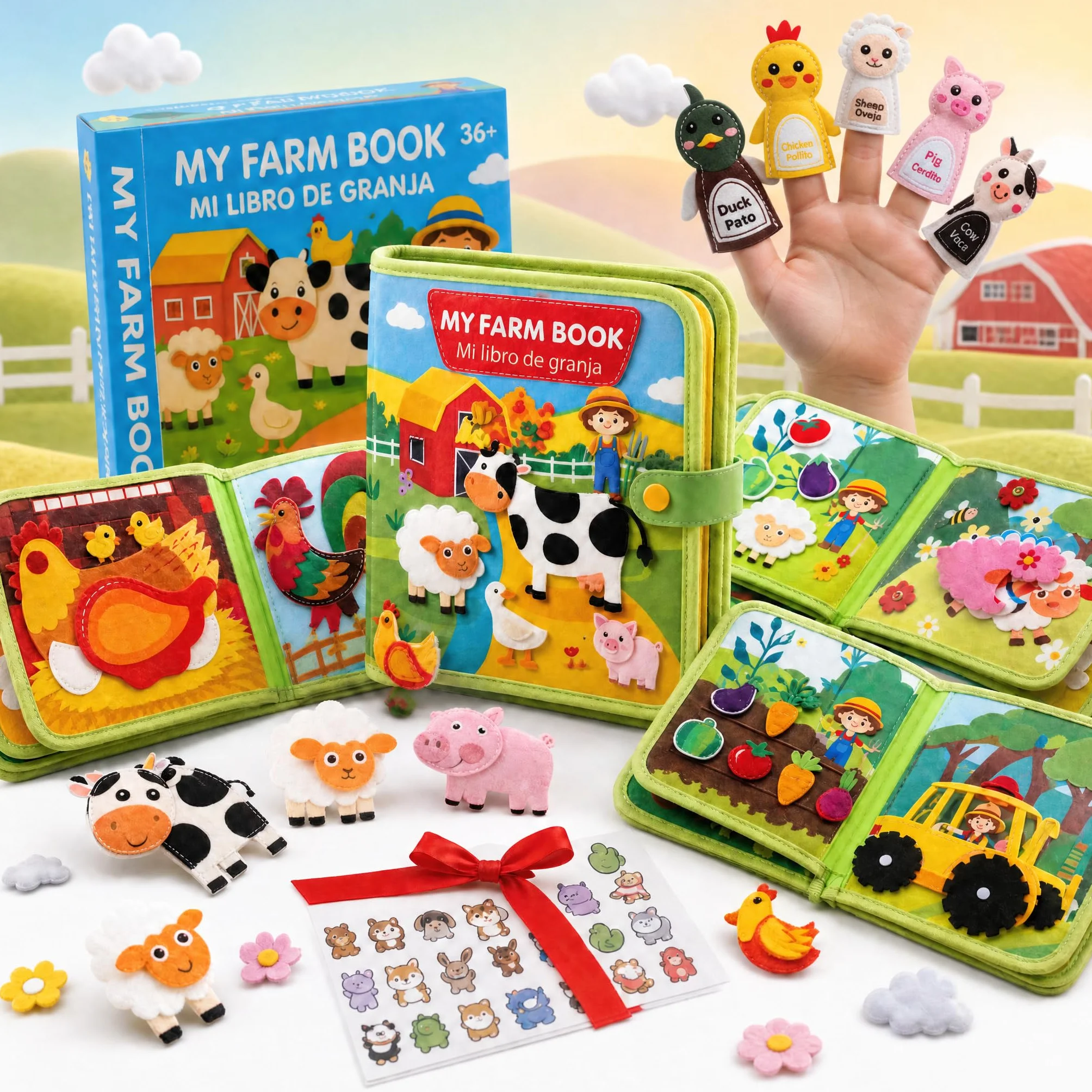 Libro Sensorial Montessori Bilingüe español/inglés Busy Board 1-5 Años Juguete Montessori