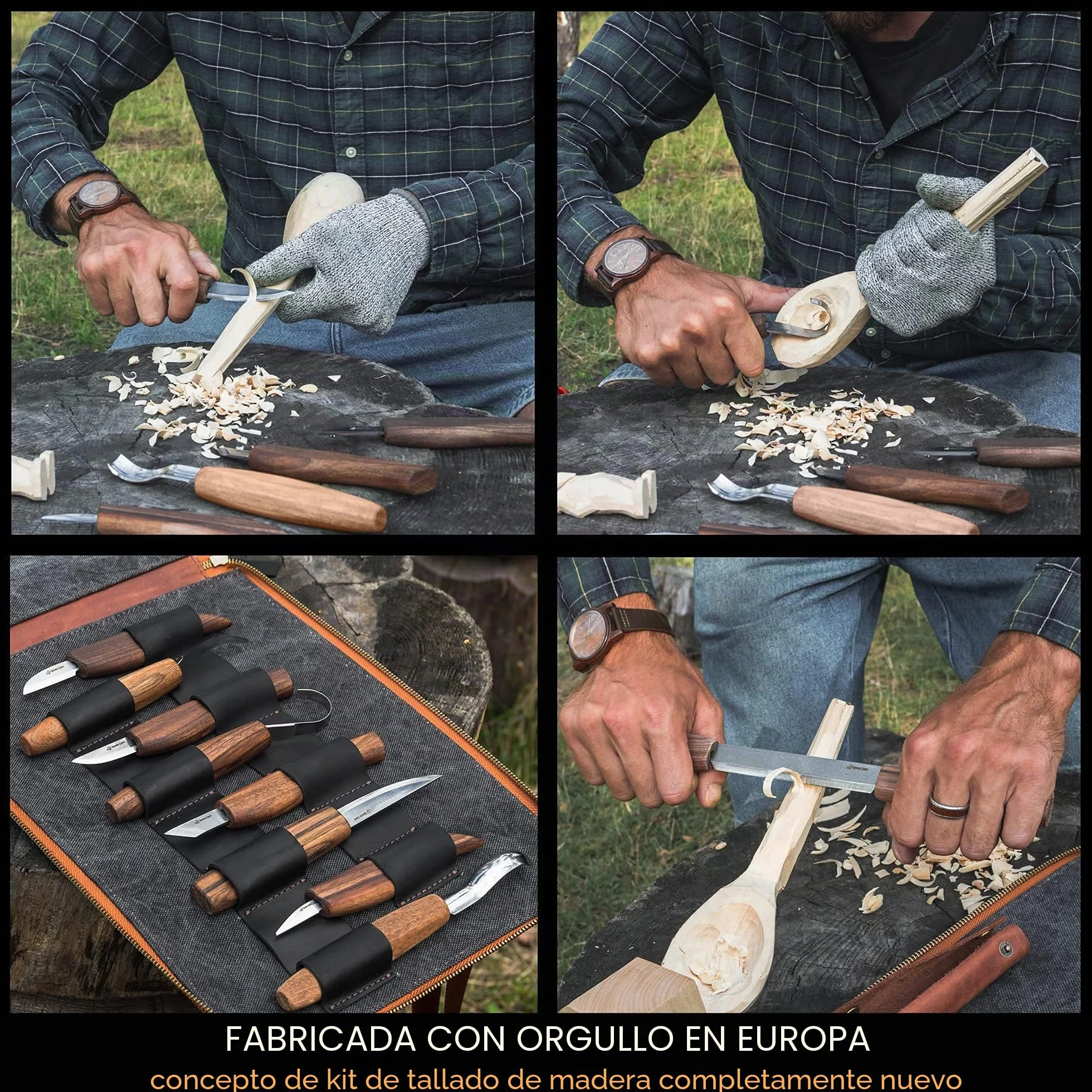BeaverCraft S50X Juego de Tallado de Madera Cuchillos para Tallar Cucharas Principiantes Profesionales