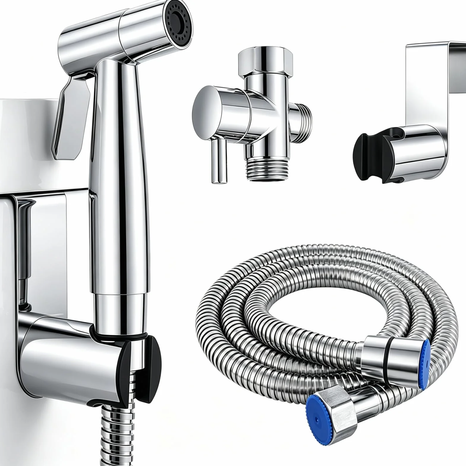 Kit de Pulverizador de Bidé de Mano, Ducha Bidet Acero Inoxidable 1.5m Manguera