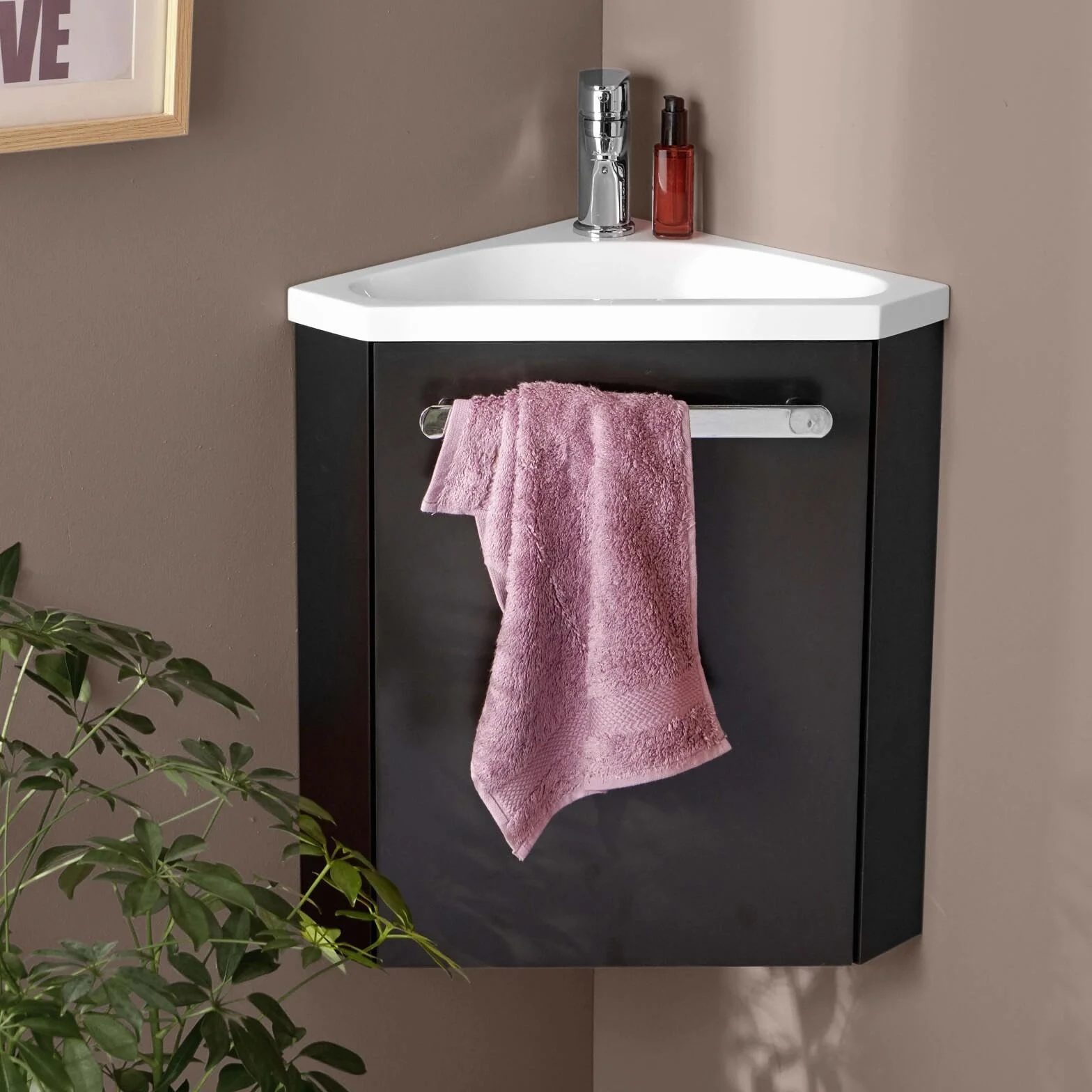 Mob in Skino - Lavamanos de esquina con lavabo de resina, color negro