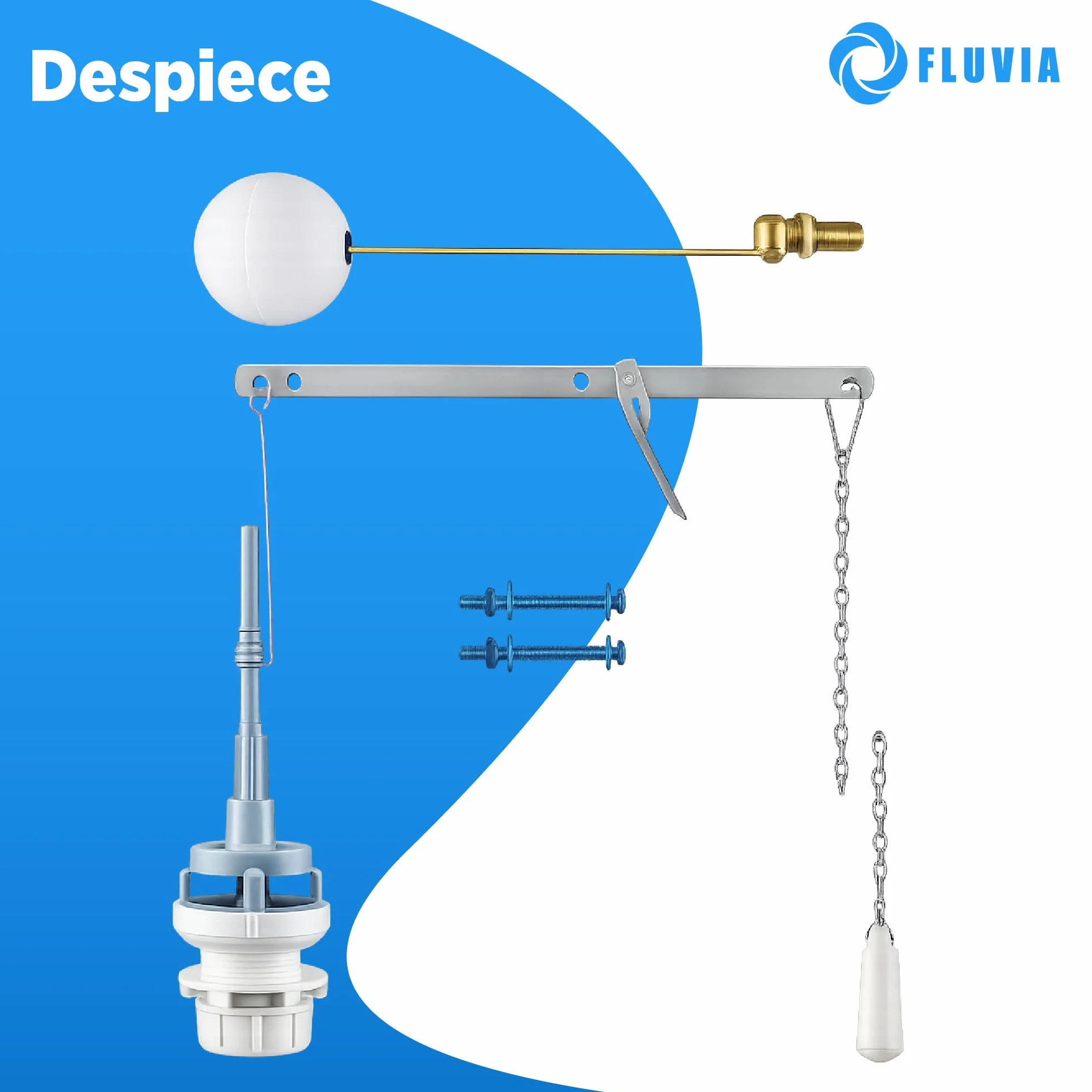Mecanismo Completo para Cisterna Alta con Grifo Lateral y Descargador | Kit Universal Cisterna WC | Sistema de Llenado y Descarga en Plástico – Fluvia