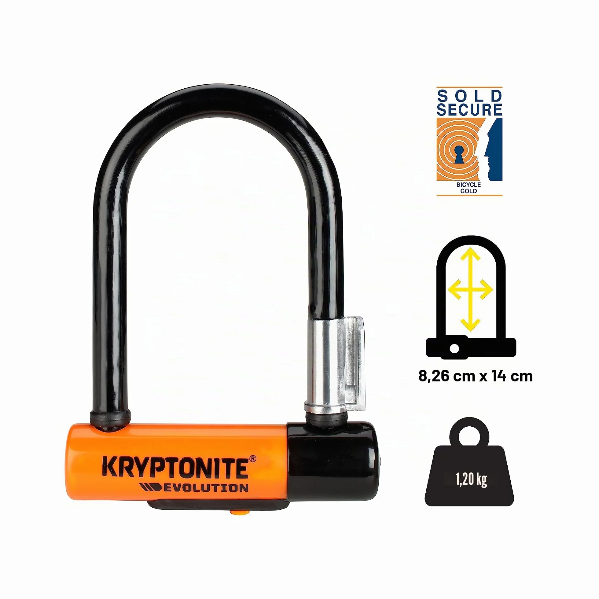 Kryptonite Evolution 5 antirrobo para adulto, Negro/Naranja