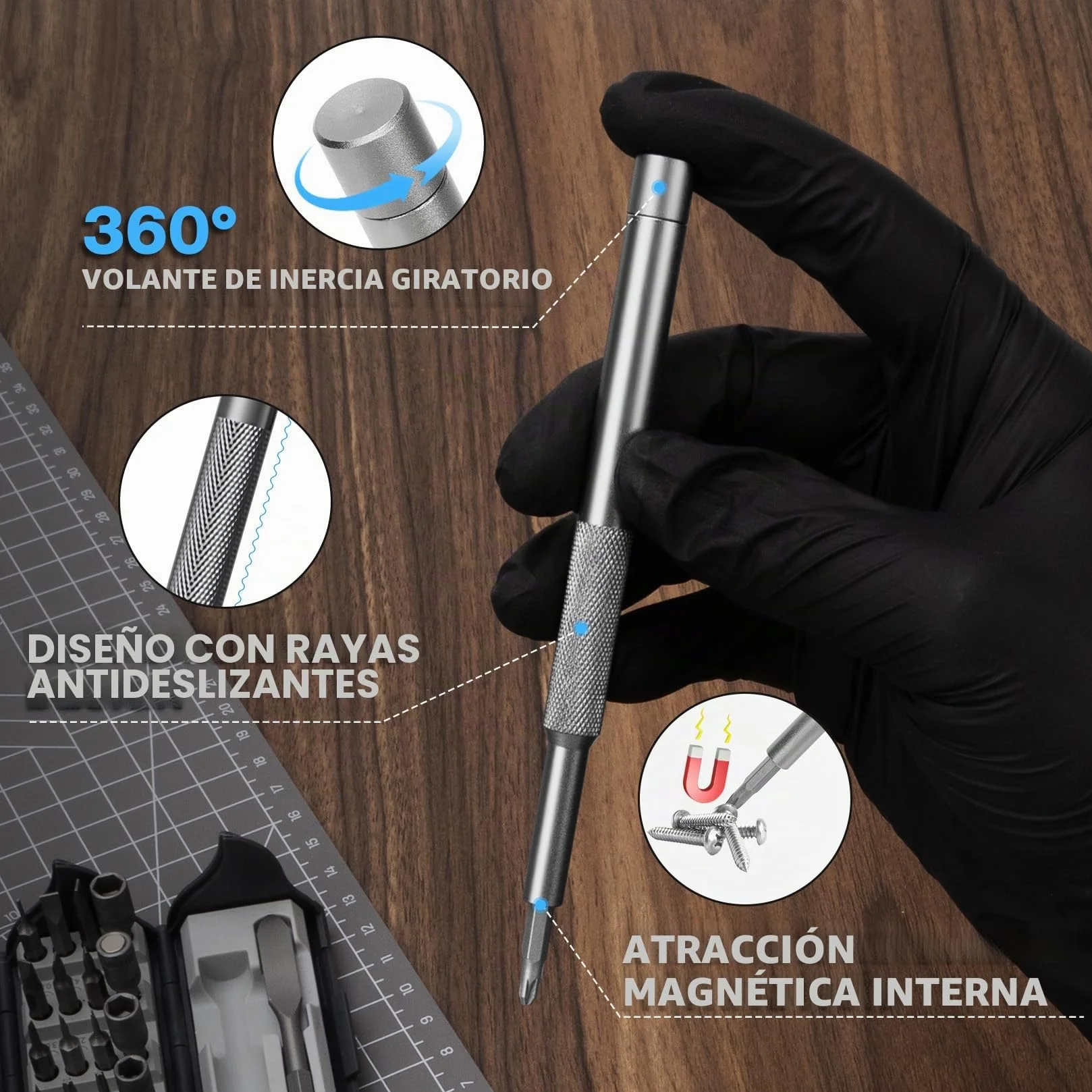 SHALL 127 piezas Mini-destornillador eléctrico-set, 120 piezas S2-bits con destornilladores eléctricos y manuales en estilo pin para computadoras portátiles, iPhones, gafas y electrónica