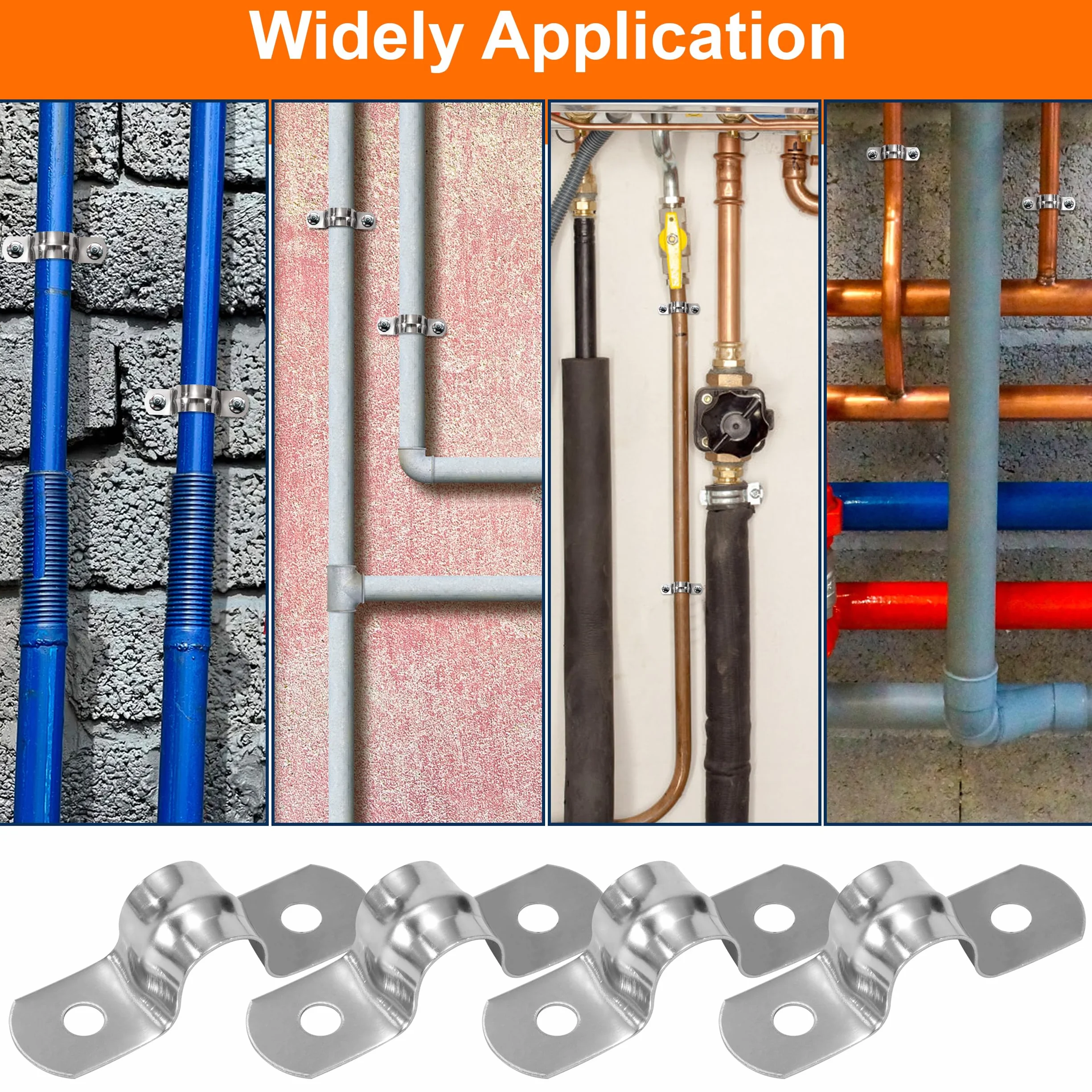 QIMEI-SHOP Abrazaderas Metalicas para Tubos 10mm Abrazadera Tubo en U de Acero Inoxidable 304 para Tubos de Agua Manguera Sujetador 30 Piezas
