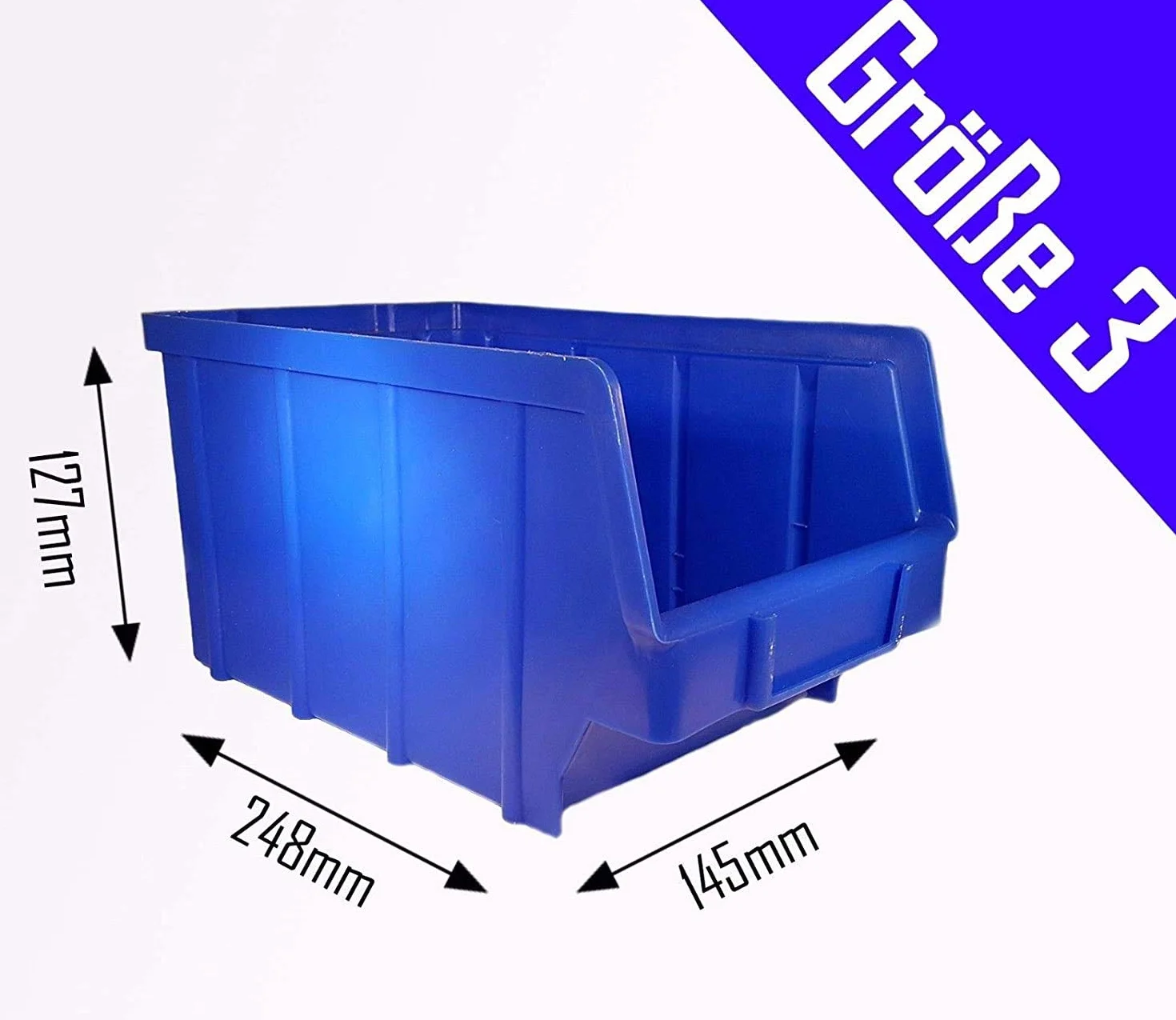 S&S-Shop 26 caja apilables azul tamaño 3 | de plástico de | con bandeja para cartuchos