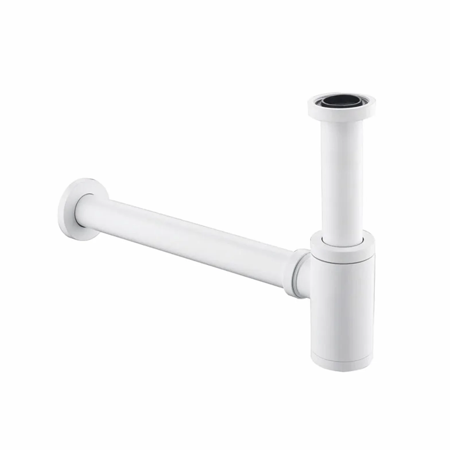 SifóN De Botella Desagüe de lavabo emergente for baño, conexión pared, sifones en P, tubería drenaje Para Lavabos(White)