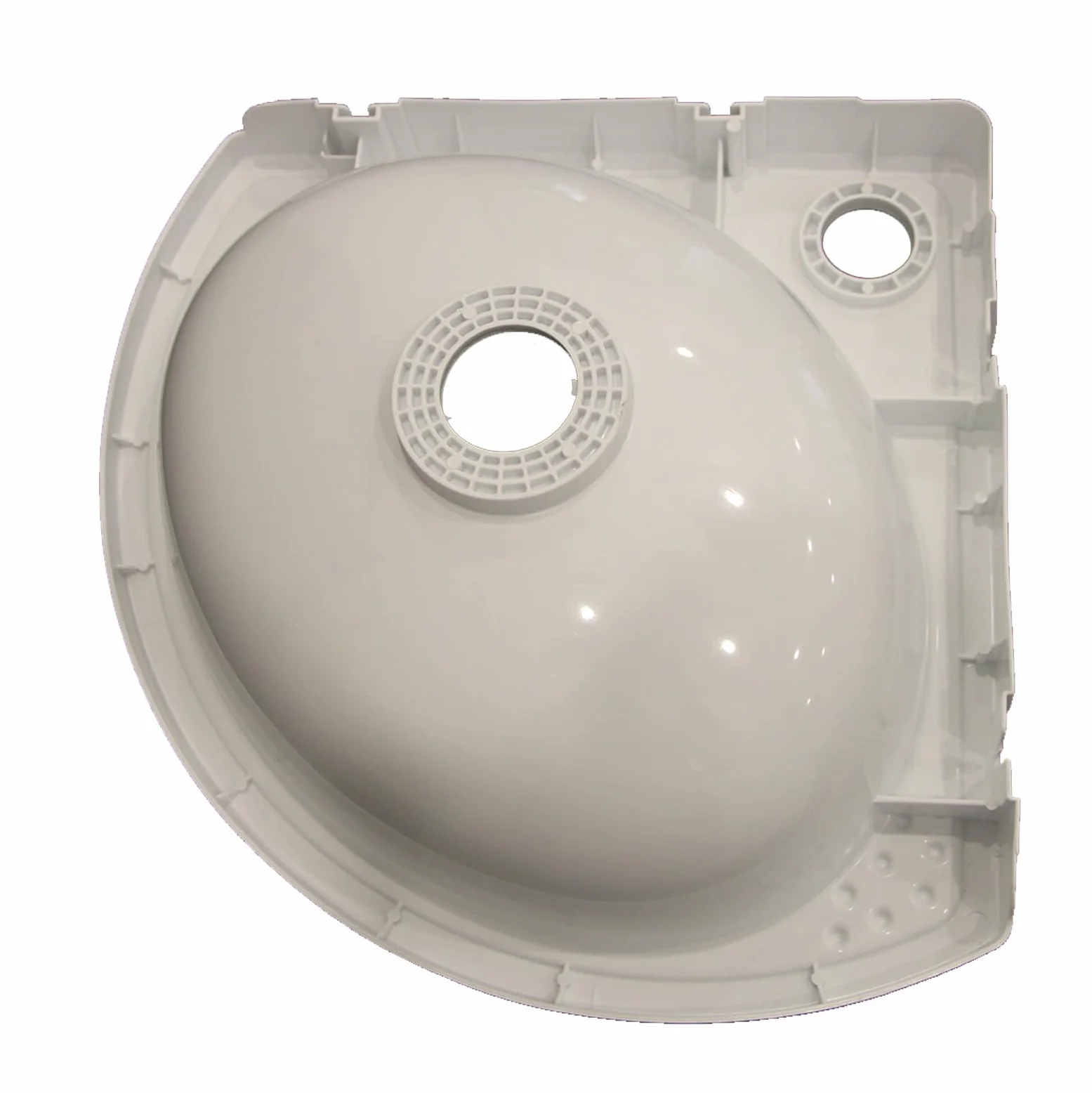 Lavabo de esquina para montaje en pared, 27,5 x 27,5 x 10 cm, plástico, blanco, con desagüe