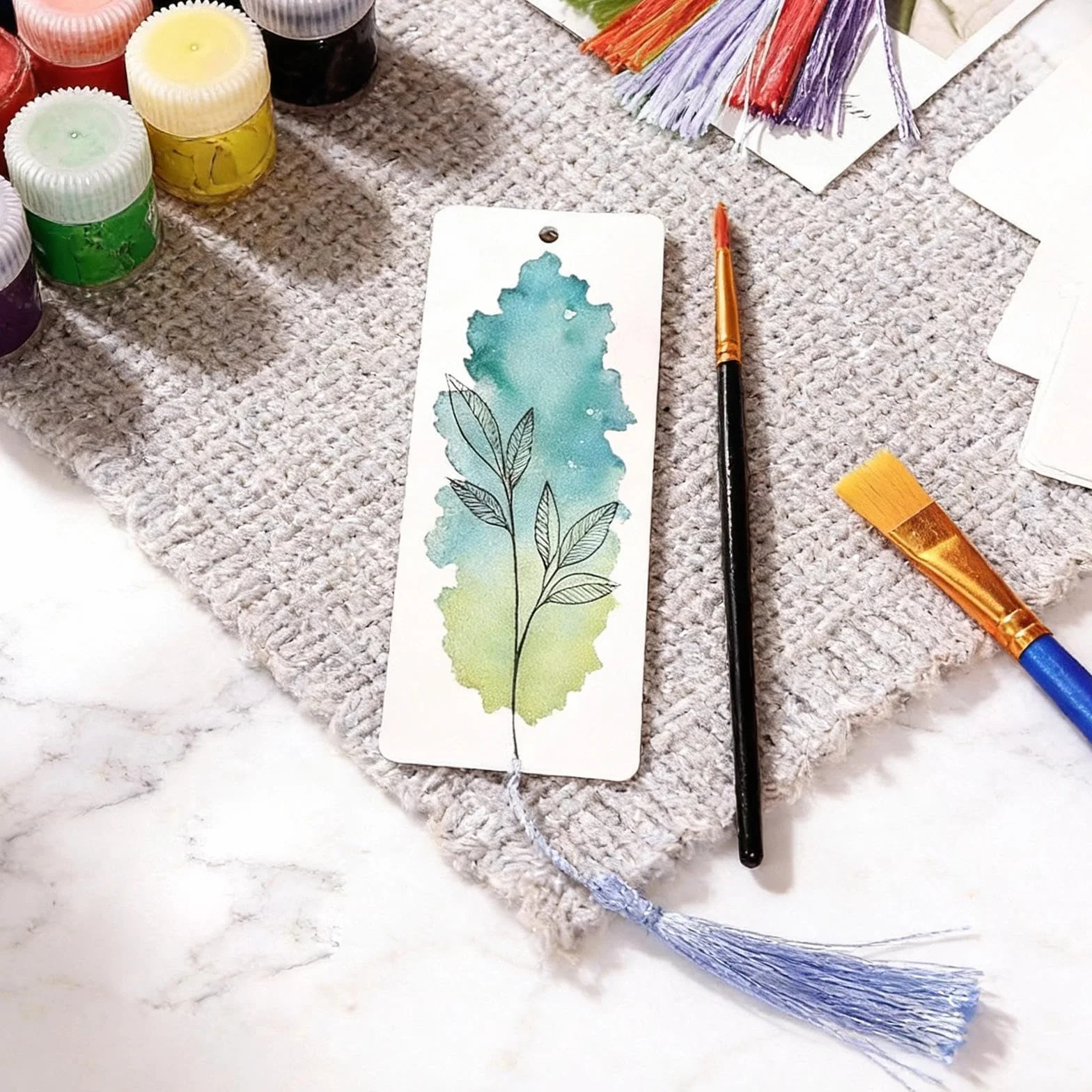 Marcapaginas Papel Personalizado 14x4.9 cm con Agujero Borlas 90 Piezas (Blanco)