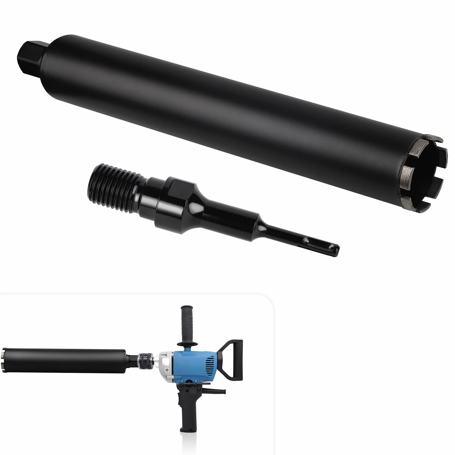 CPROSP - Corona de diamante para zanahoria (diámetro 68 mm, 1 ¼ de pulgada UNC con adaptador SDS PLUS, L 420 mm, para zanahorias en hormigón, hormigón armado, mampostería y piedra
