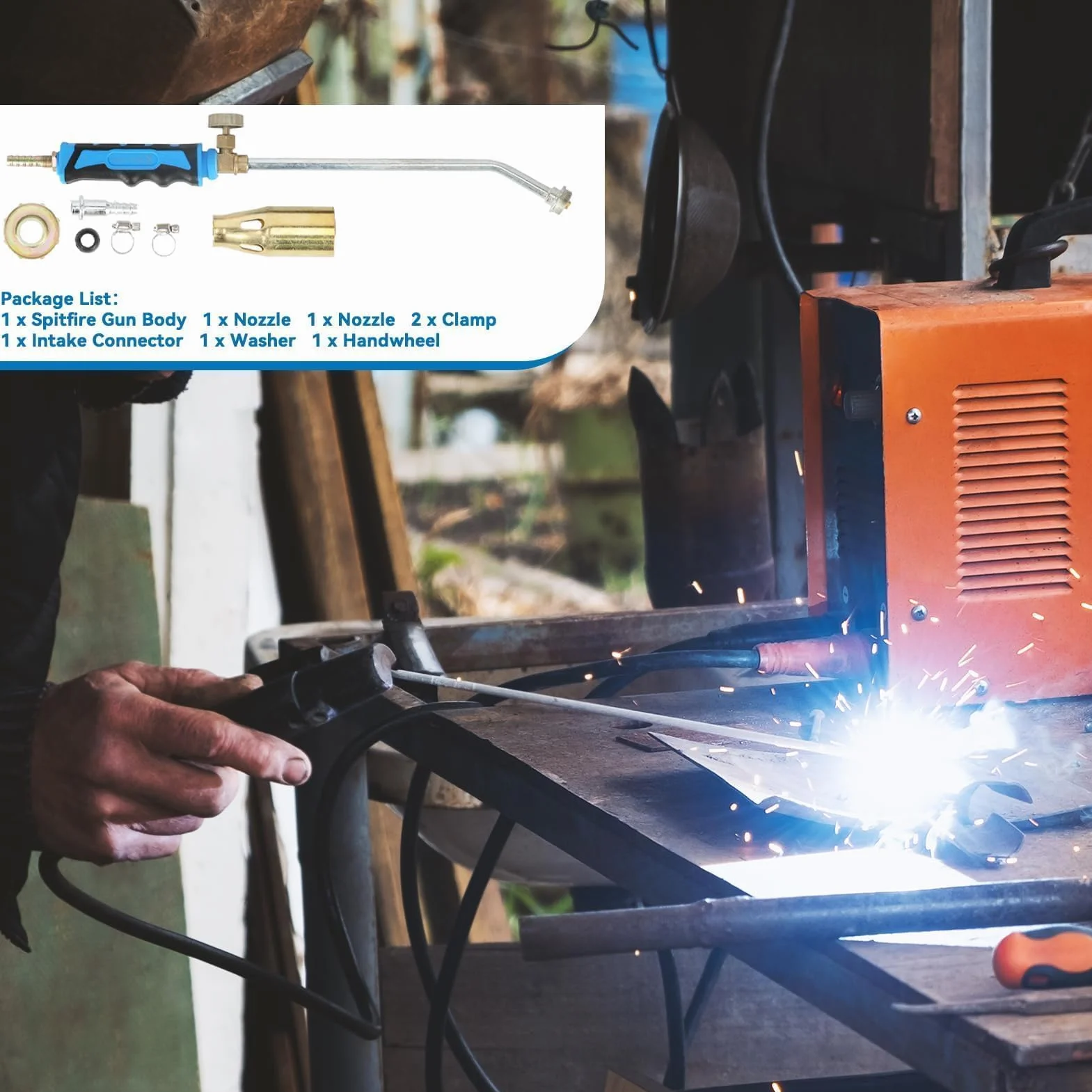 Agatige Cabezal De Antorcha De Soldadura, Pistola De Calentamiento De Soldadura Industrial, Antorcha De Soplete De Soldadura De Encendido, Llama Ajustable para Gas Doméstico (Double Switch)
