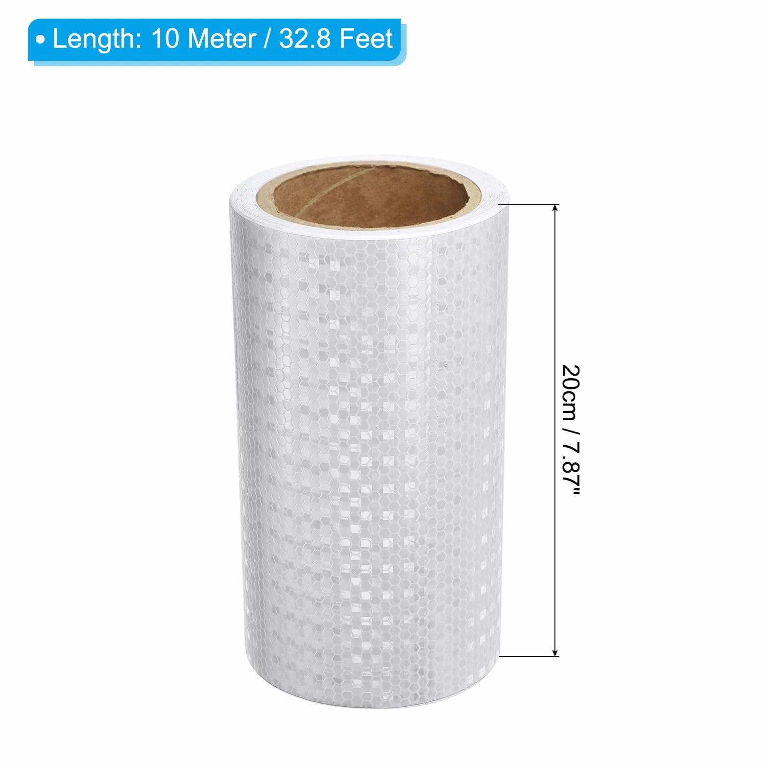 PATIKIL Cinta Reflectante Adhesiva, 20cm x 10m PVC Cinta de Advertencia de Seguridad de Alta Visibilidad Impermeable para Nocturna Camiones Coches Ropa, Blanco
