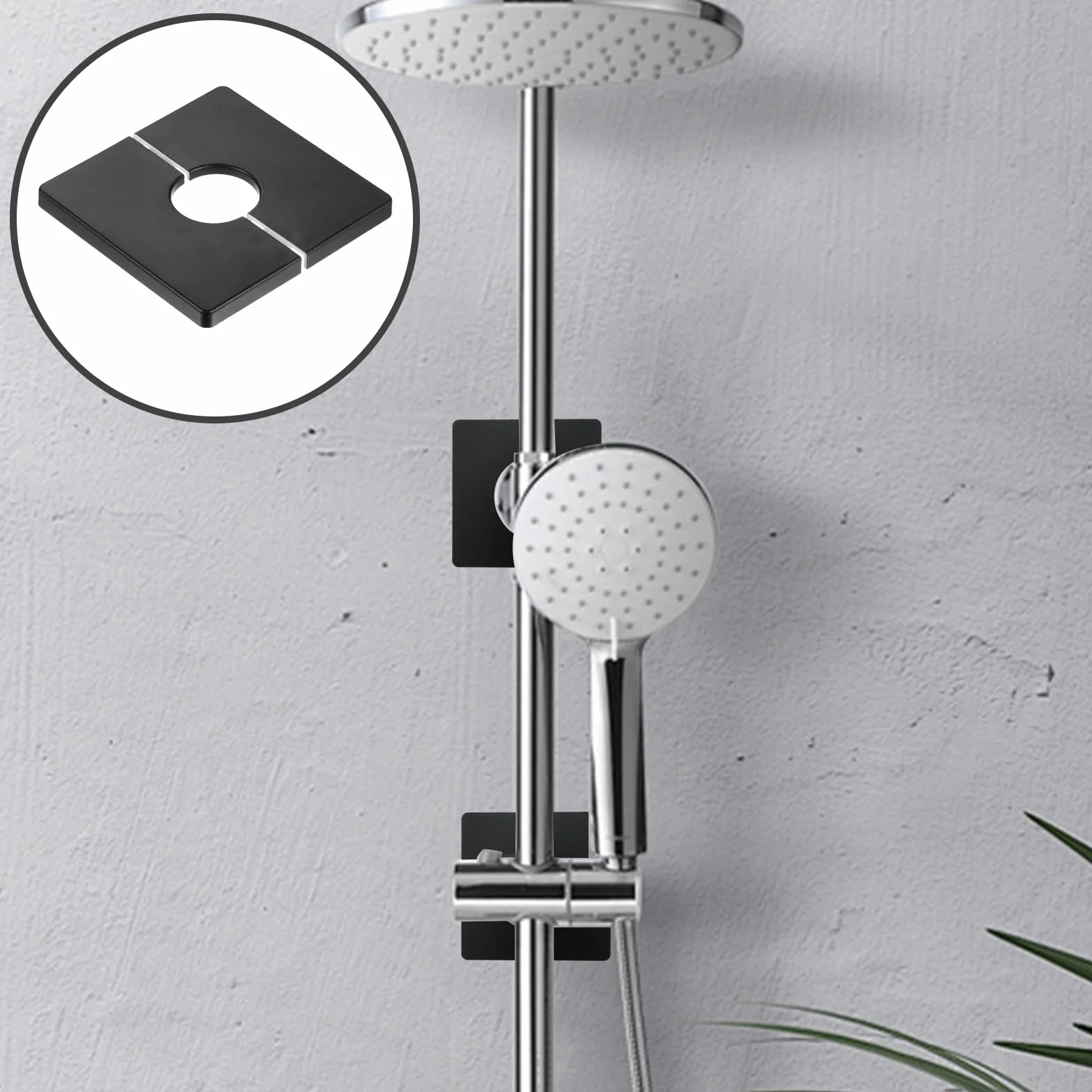 Cubierta Decorativa para Ducha 33mm PVC Autoadhesiva Cuadrada 2 Piezas Embellecedor Grifo