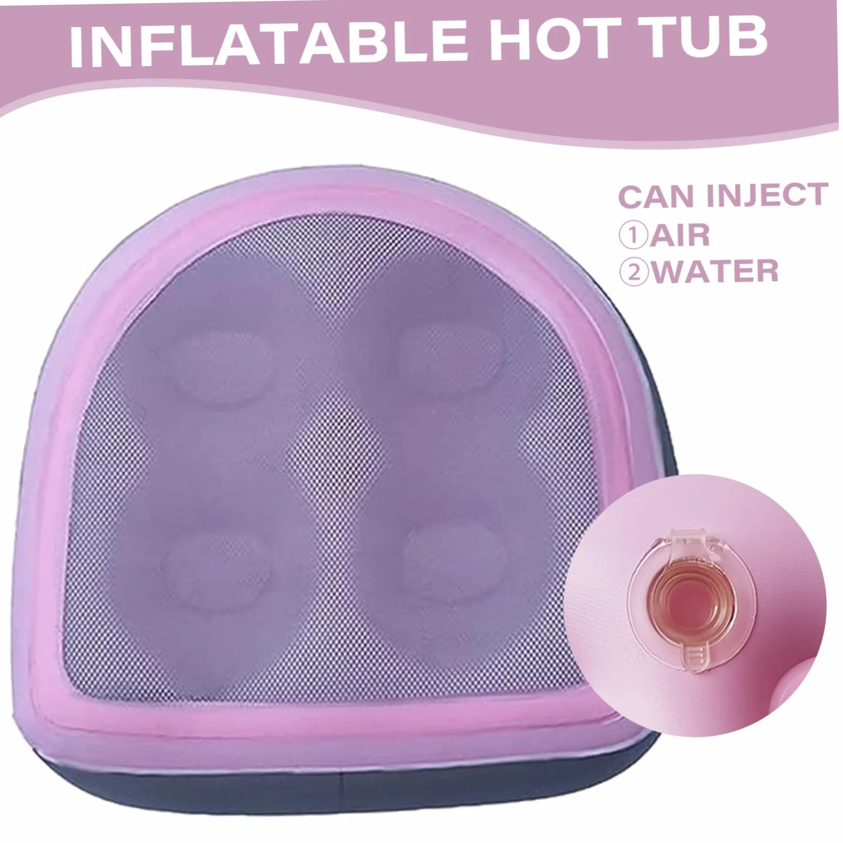 Asiento de refuerzo de bañera de hidromasaje, asiento de bañera de hidromasaje inflable con taza de succión 18.5x14.6x5.9in con 2 en 1 válvula reforzador de piscina de spa reutilizable para adultos