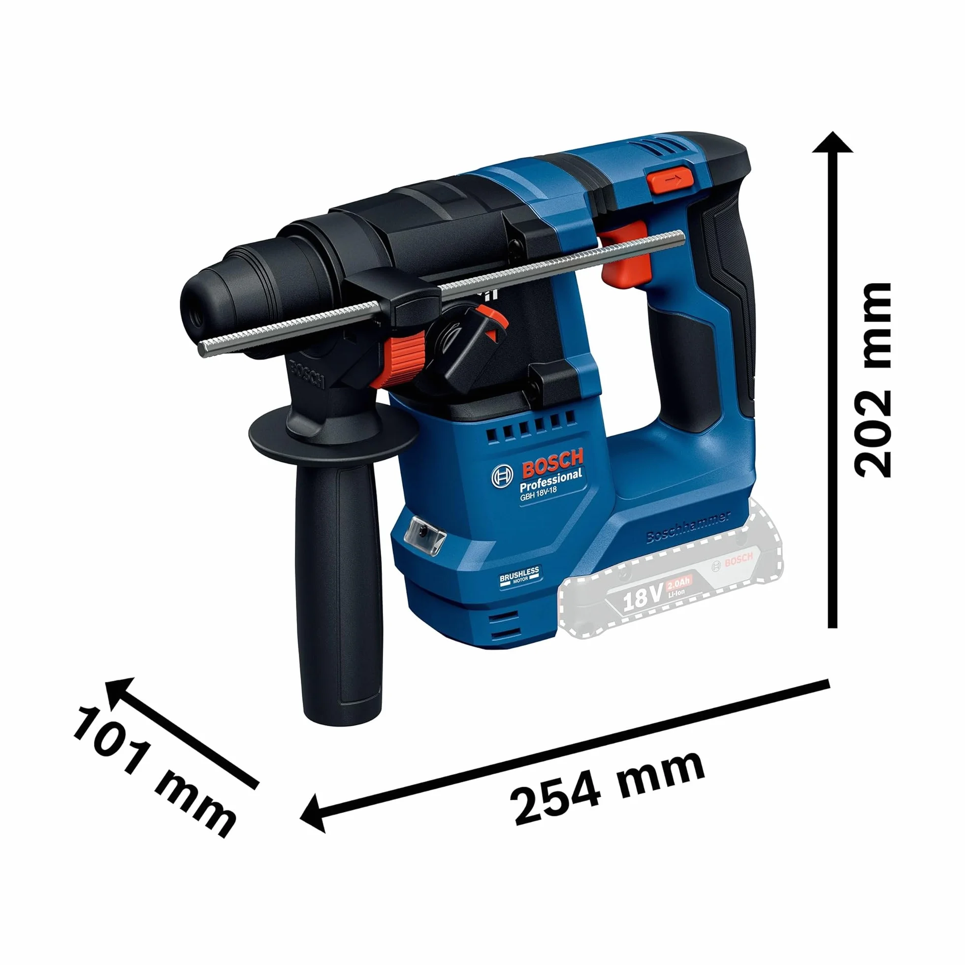 Bosch Professional 18V System martillo perforador a batería GBH 18V-18 X (SDS Plus Solo)