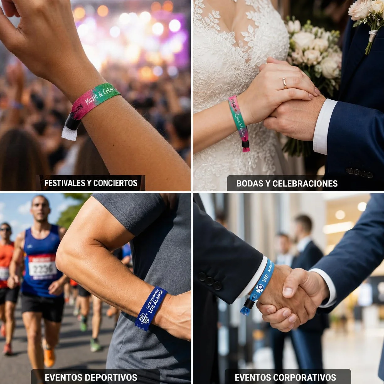 Pulseras Personalizadas de Tela para Eventos, Festivales, Fiestas, Identificación VIP - Fabricación Española