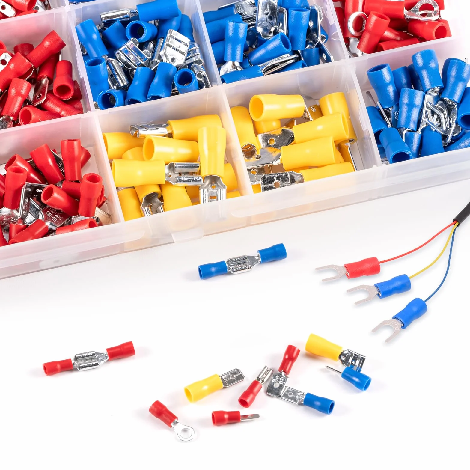 280 piezas Terminales Eléctricos, terminales faston 0,5 – 6,0 mm², surtido de terminales de cable para coche, conectores planos, conectores de cable